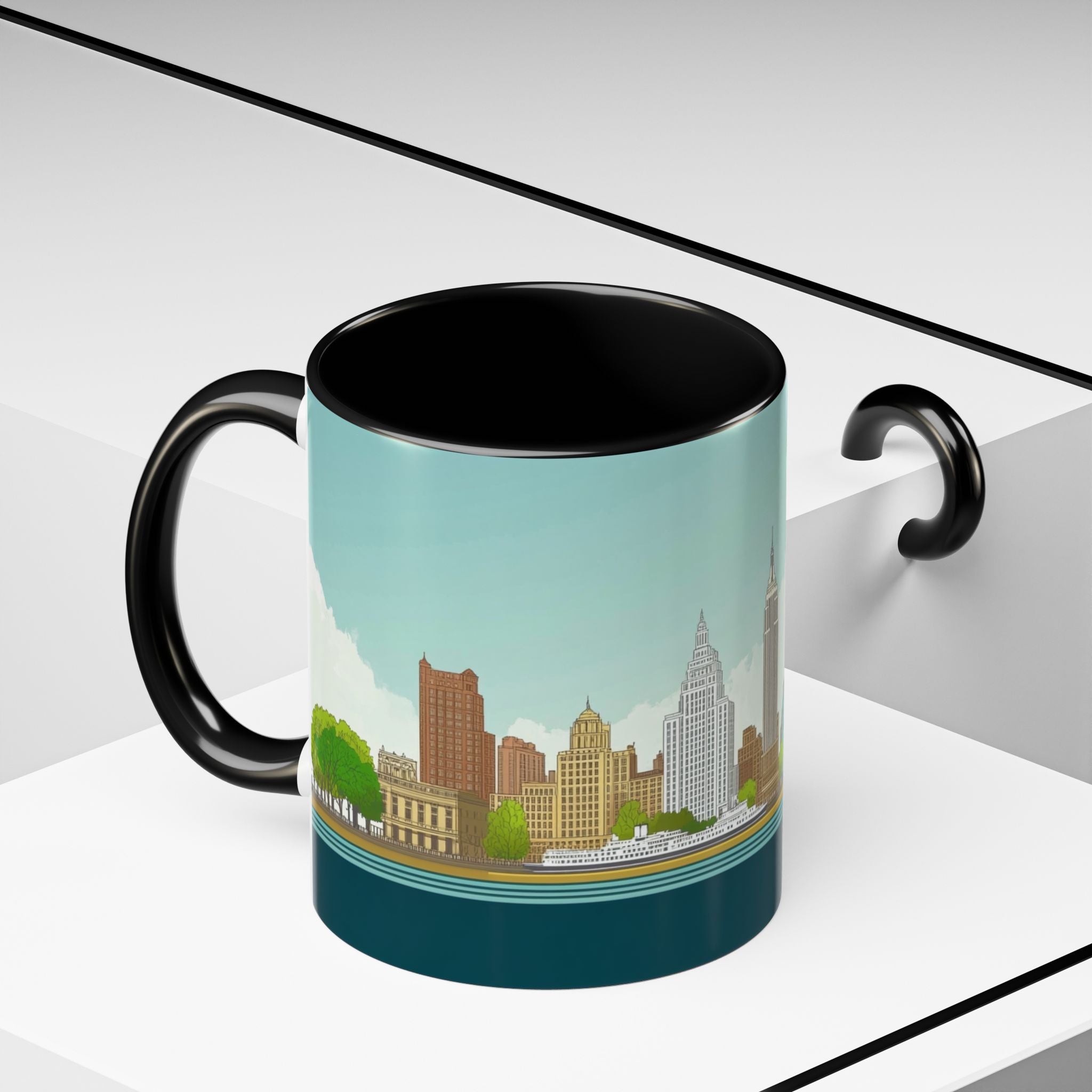 Dawn City Skyline Ceramic Coffee Mug — Illustrated Urban Landmark Accent Mug (11oz)
