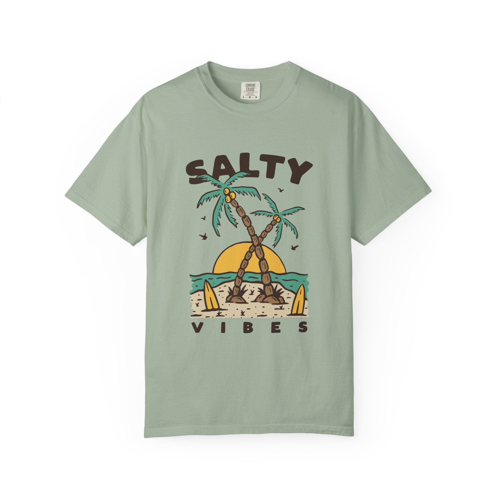Vintage Surf Garment-Dyed T-Shirt — Shoreline Palms & Sandfront Graphic Tee (S–3XL)