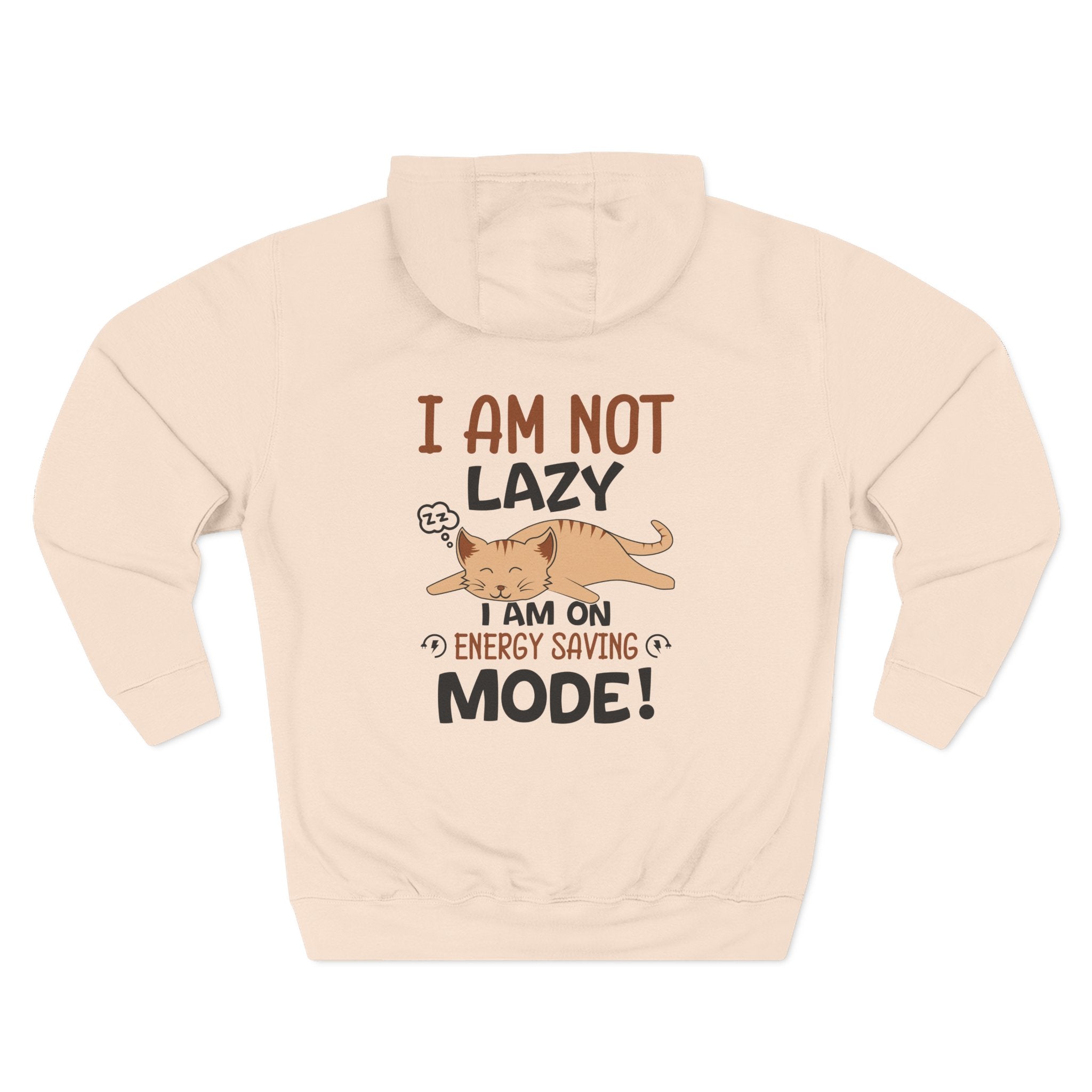 "I Am Not Lazy" Cute Cat Graphic Fleece Hoodie