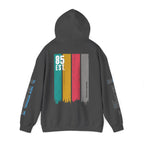 Women's Retro Paint Stripe Hoodie — “85 EST.” Graphic Sleeve Hoodie