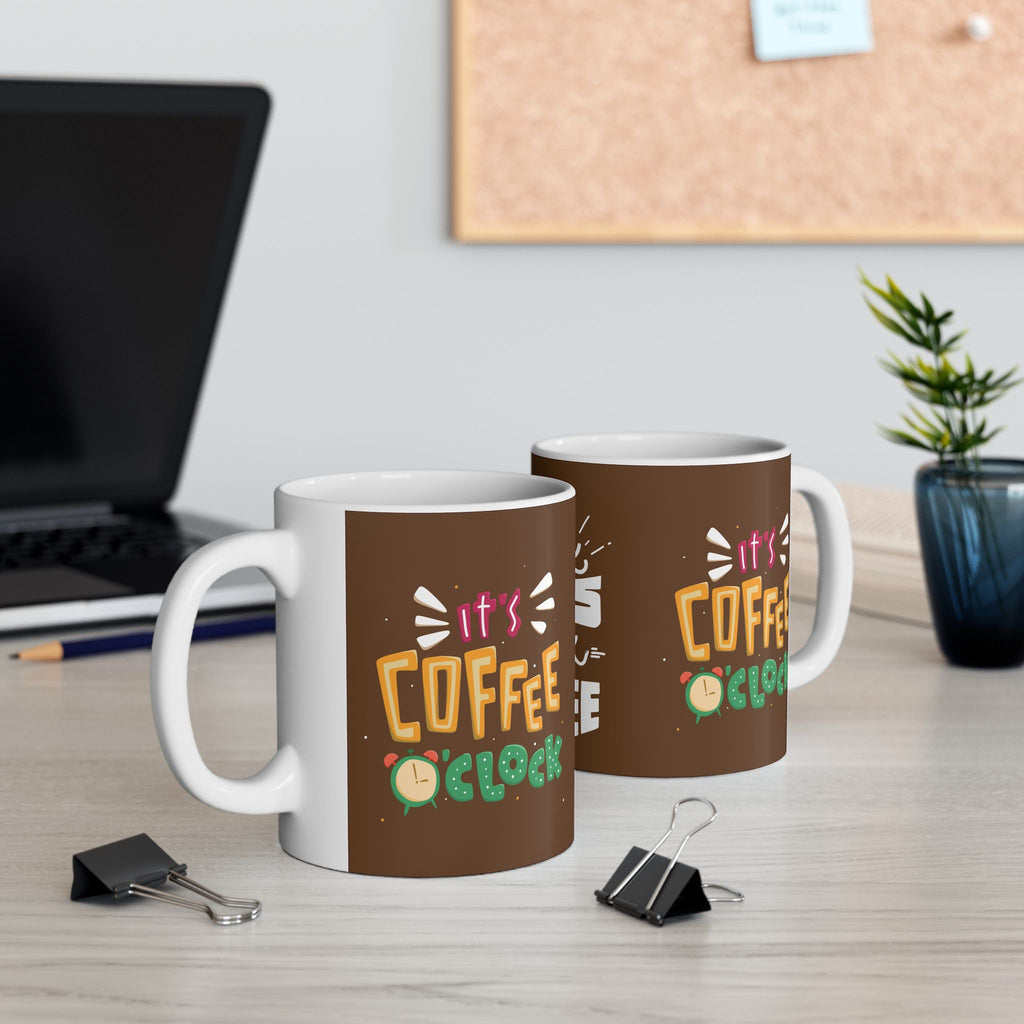Cozy Brown Hand-Lettered Coffee Mug — Whimsical Morning Pep Talk (11oz & 15oz)