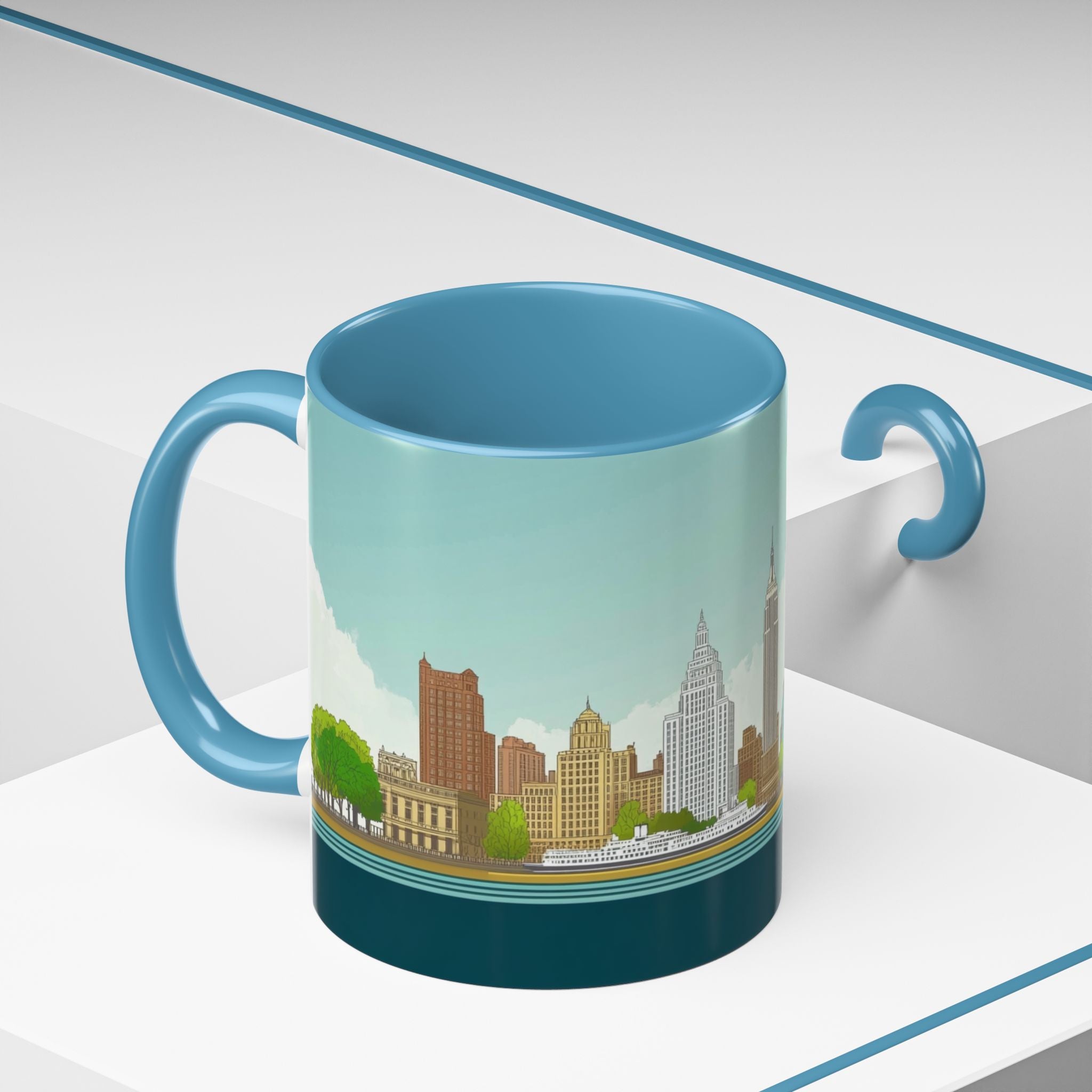Dawn City Skyline Ceramic Coffee Mug — Illustrated Urban Landmark Accent Mug (11oz)