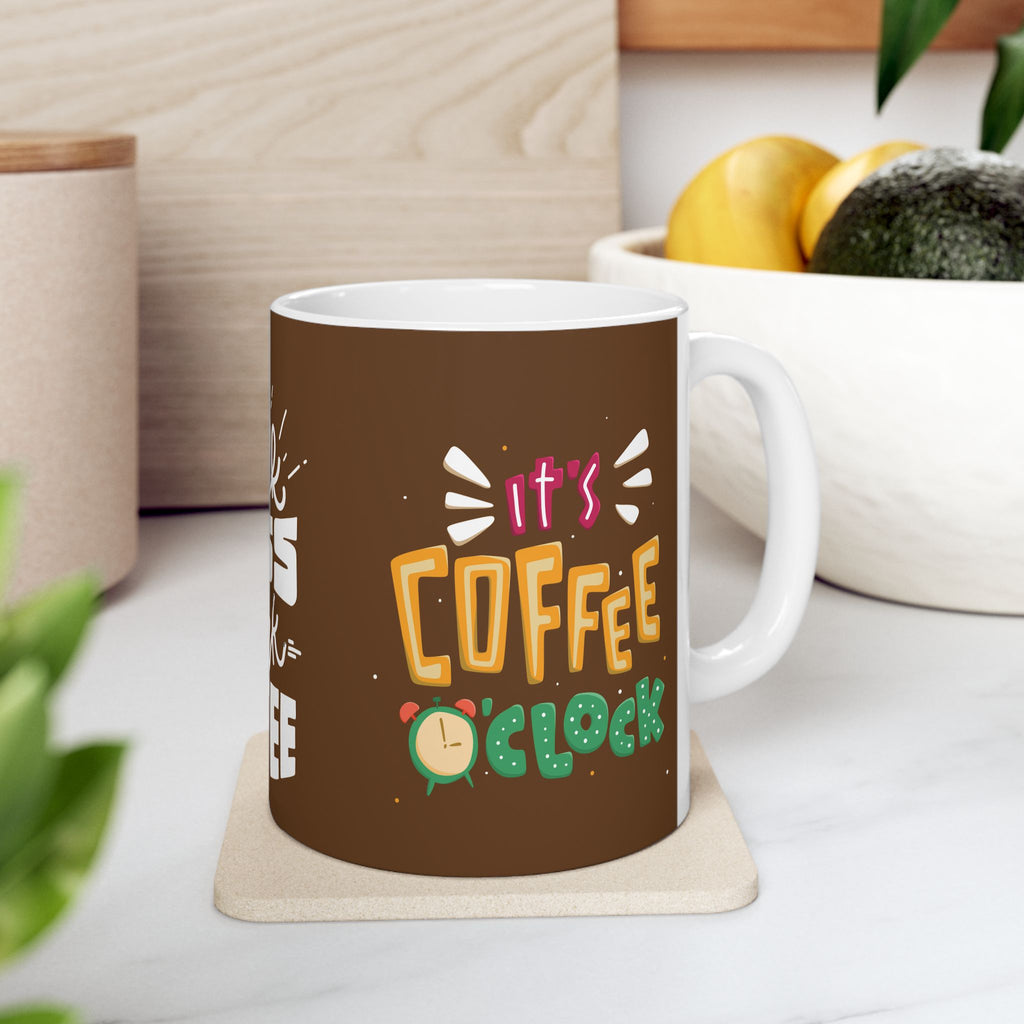 Cozy Brown Hand-Lettered Coffee Mug — Whimsical Morning Pep Talk (11oz & 15oz)