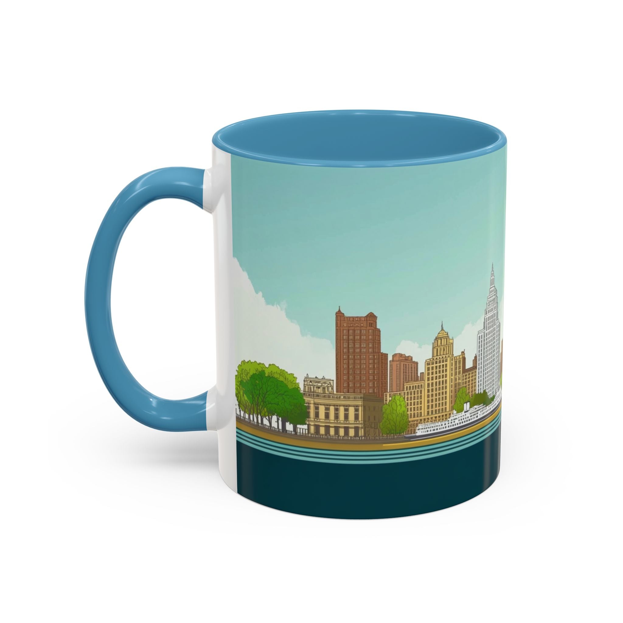 Dawn City Skyline Ceramic Coffee Mug — Illustrated Urban Landmark Accent Mug (11oz)