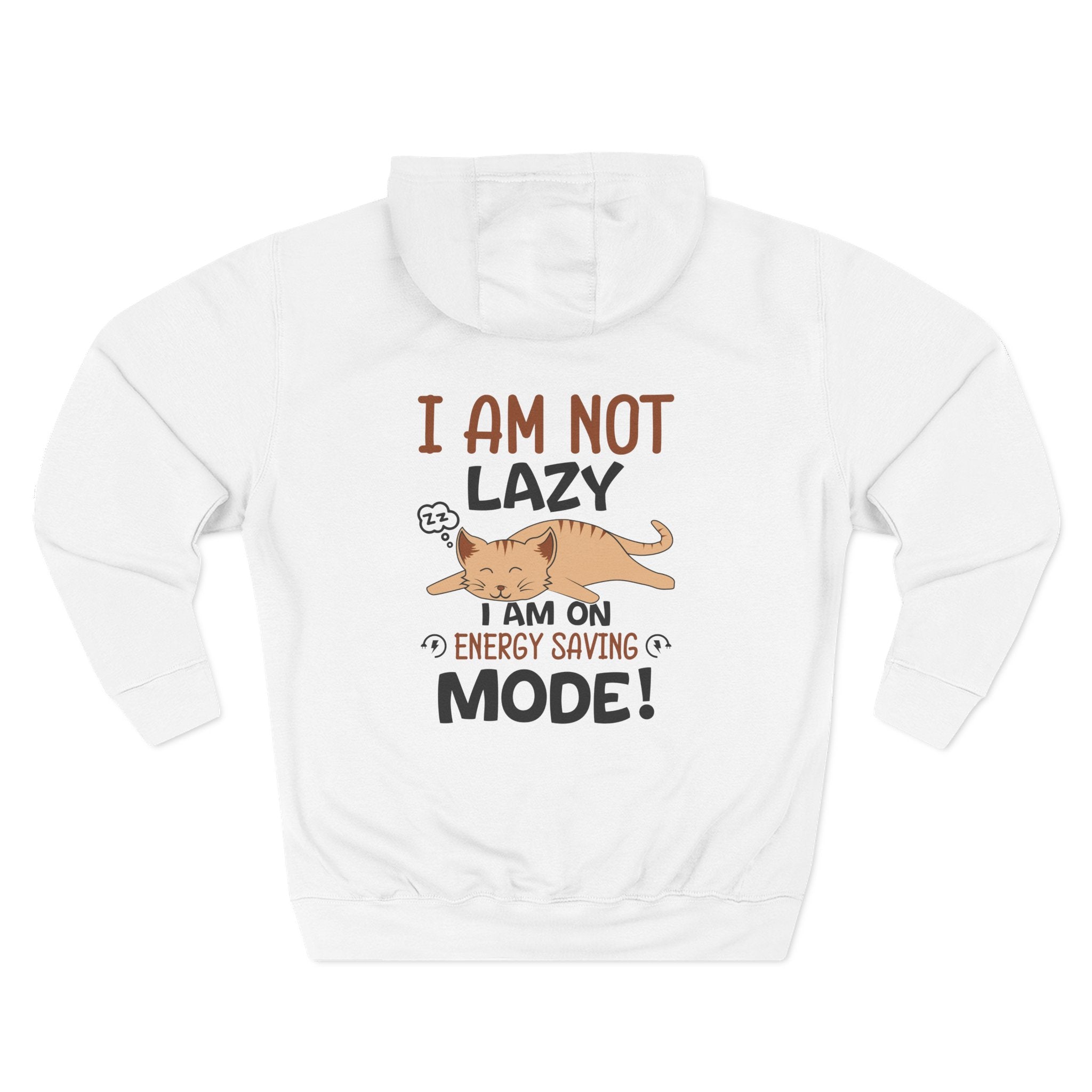 "I Am Not Lazy" Cute Cat Graphic Fleece Hoodie