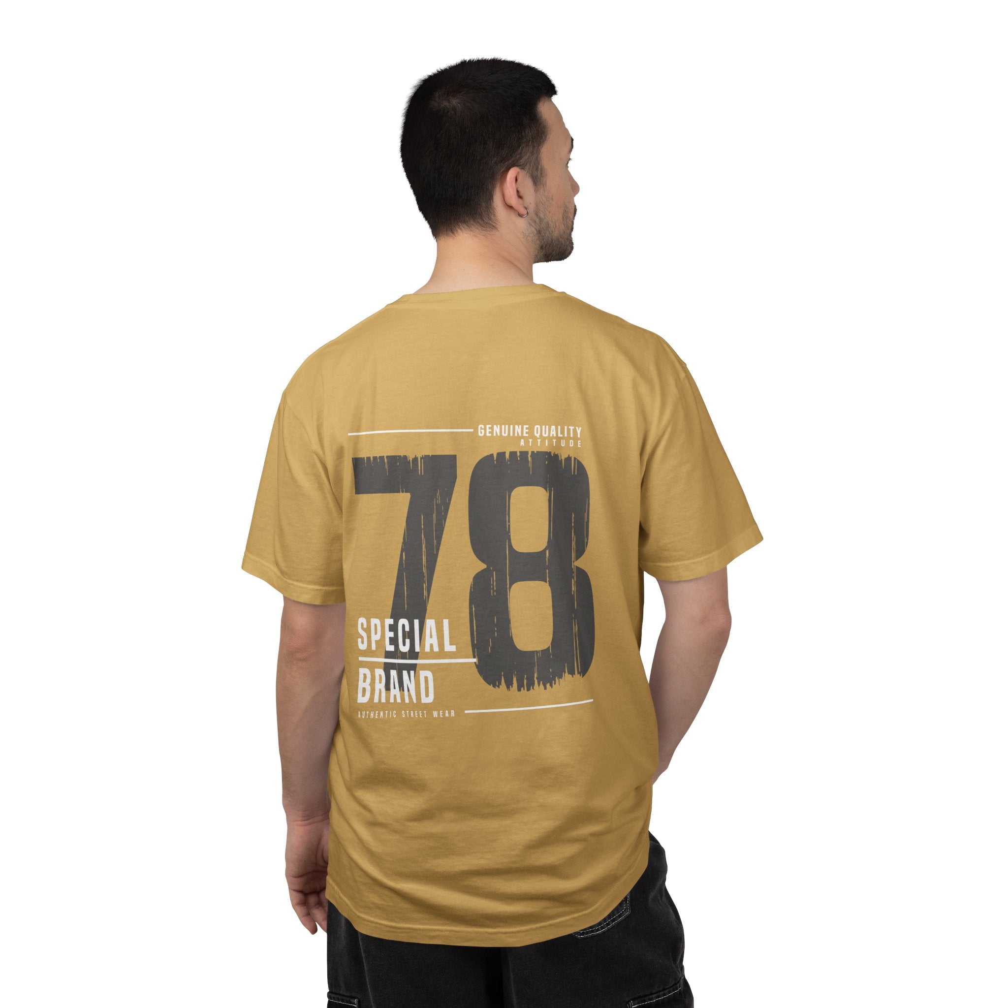 Men’s Heavyweight Garment-Dyed Graphic T-Shirt – Vintage Streetwear Cotton Tee