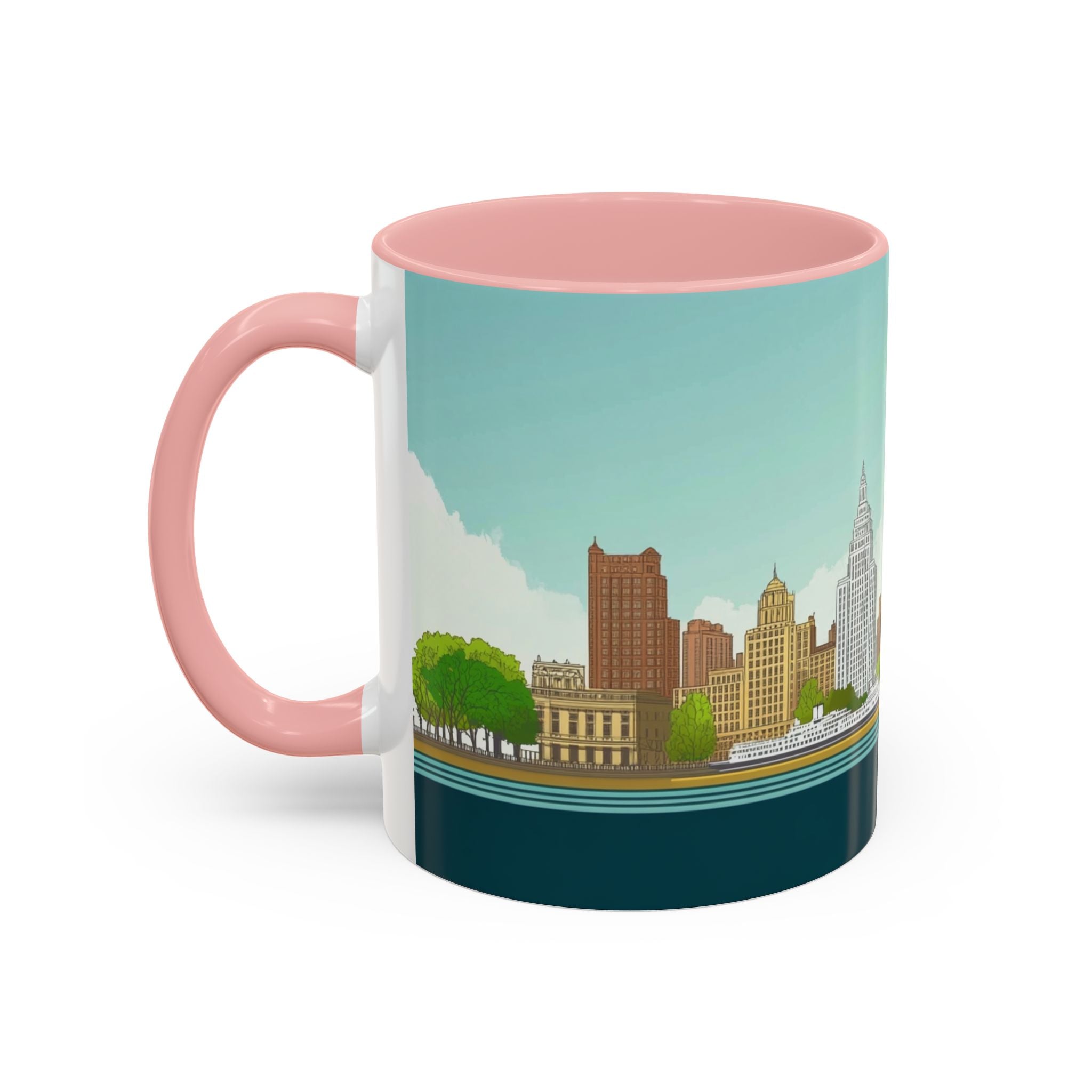 Dawn City Skyline Ceramic Coffee Mug — Illustrated Urban Landmark Accent Mug (11oz)