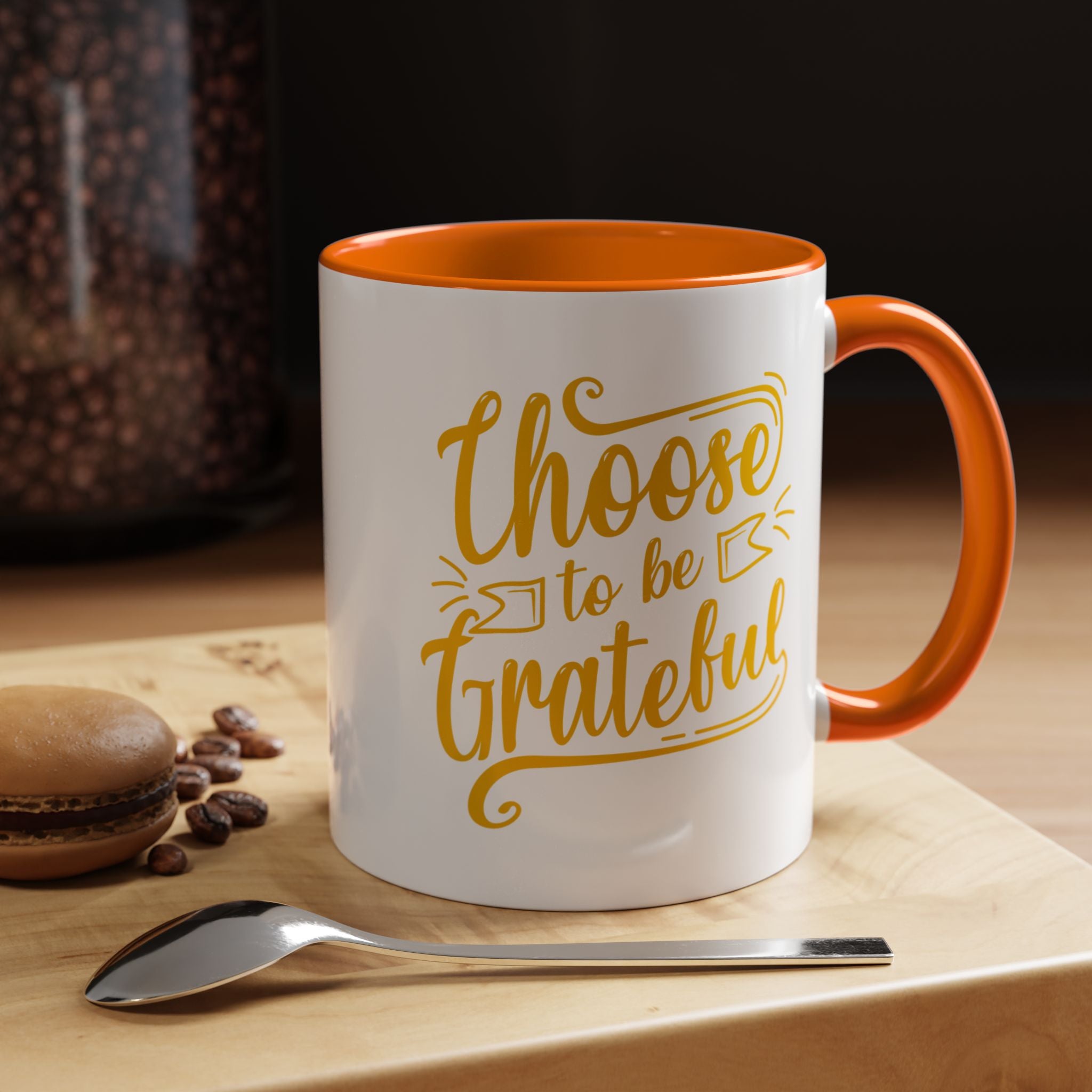 Choose to Be Grateful Inspirational Coffee Mug — Colour-Accent Ceramic Mug (11oz)