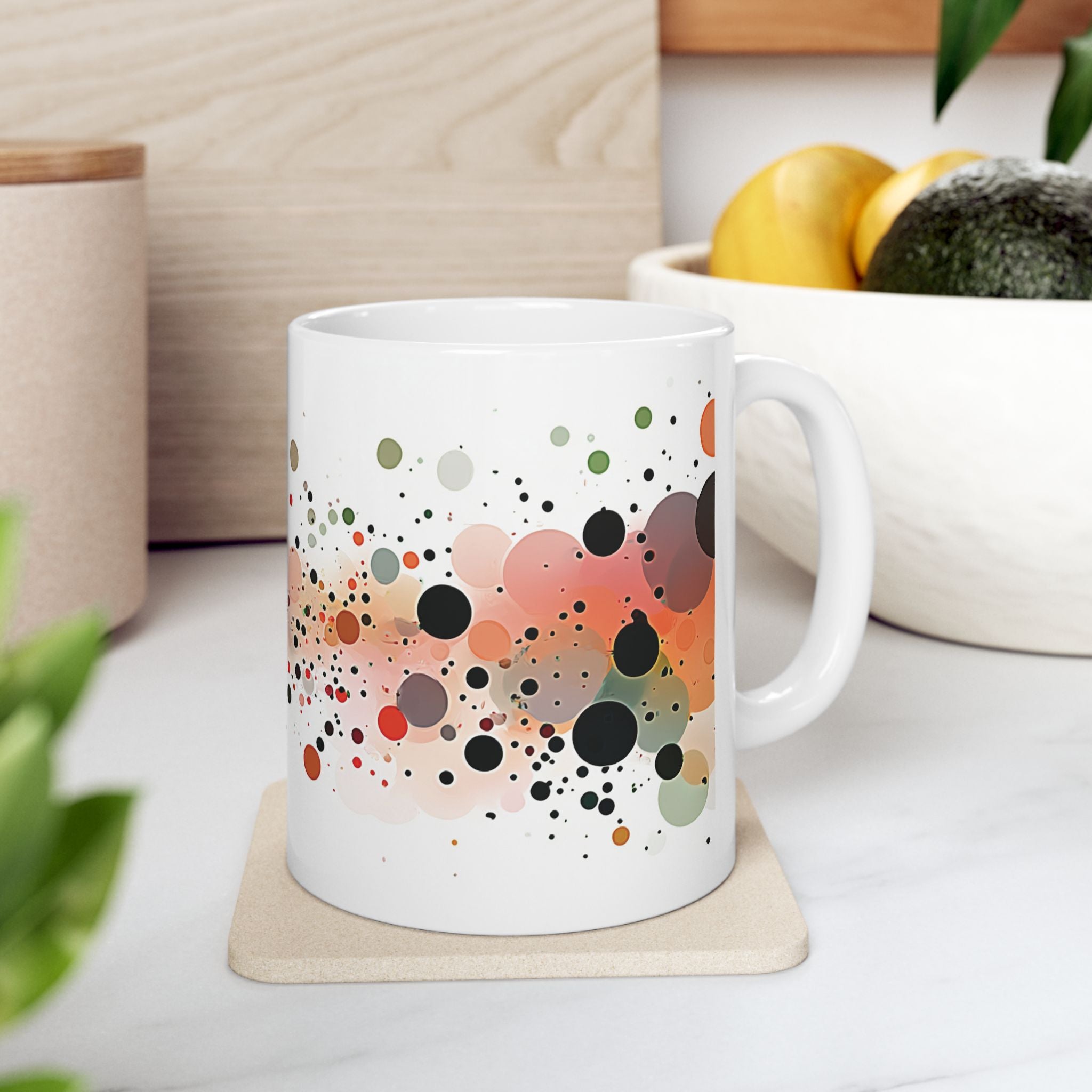 Colourful Speckled Confetti Ceramic Mug: Abstract Dots Coffee Cup (11oz)