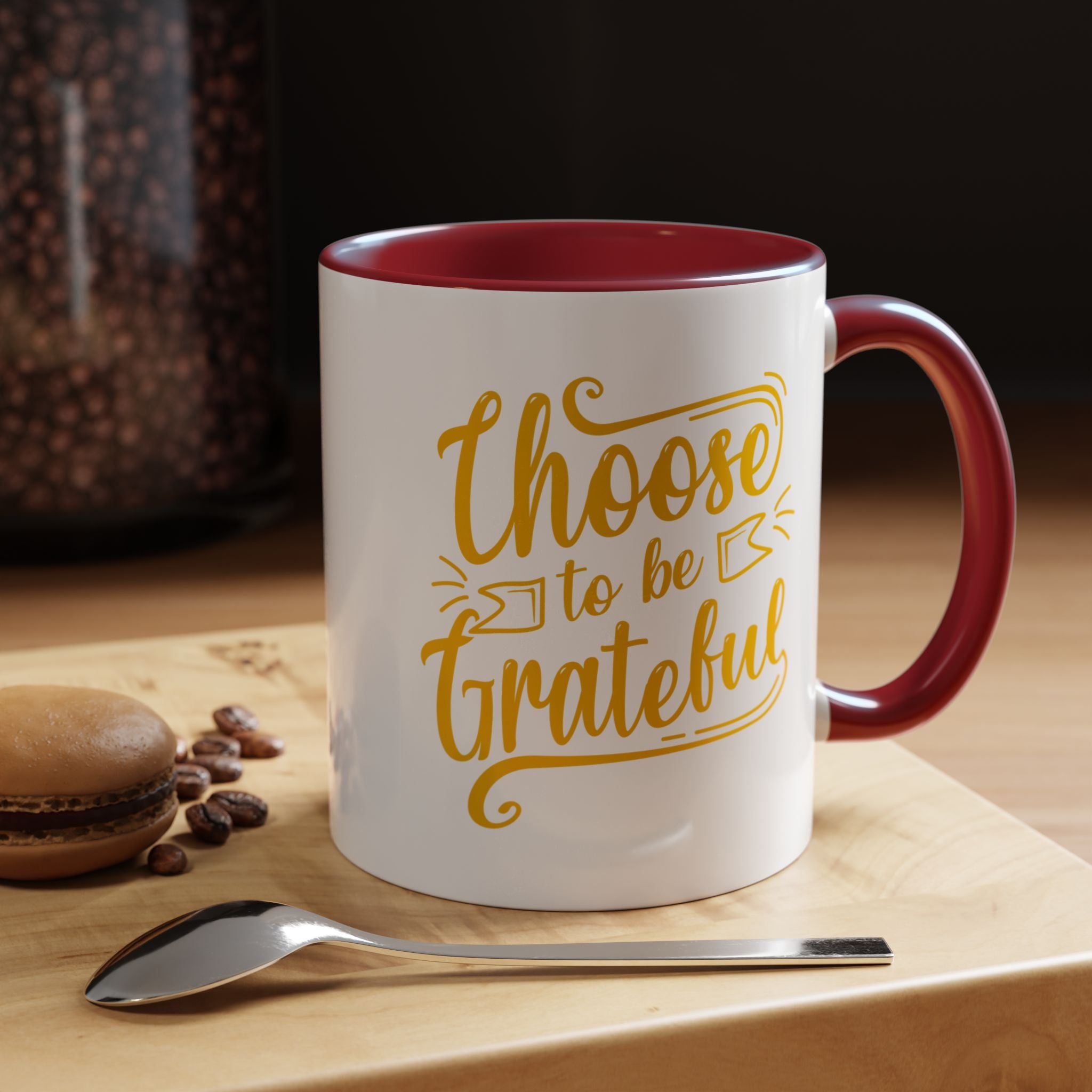 Choose to Be Grateful Inspirational Coffee Mug — Colour-Accent Ceramic Mug (11oz)