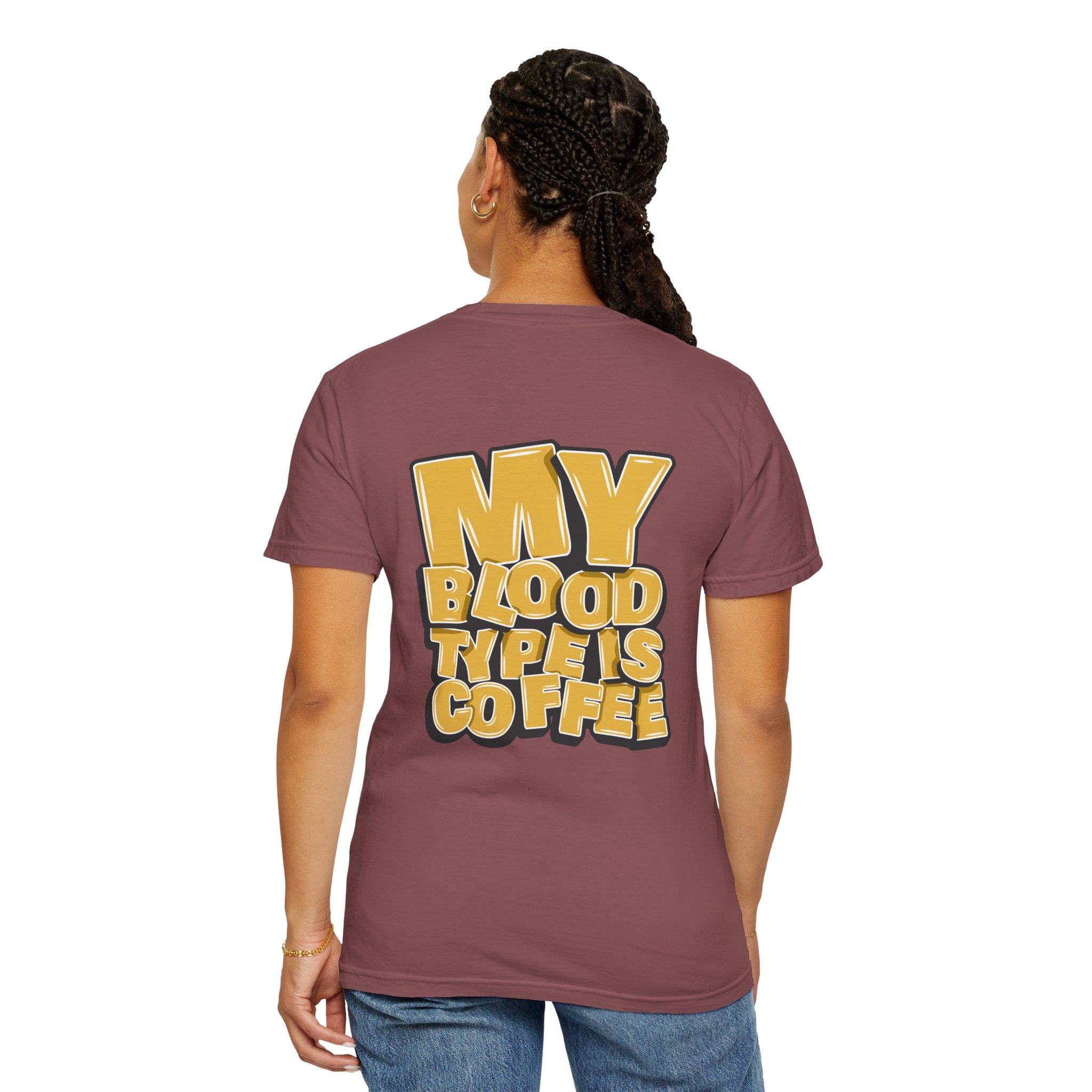 Women's T-Shirt — "My Blood Type Is Coffee" Graphic Tee