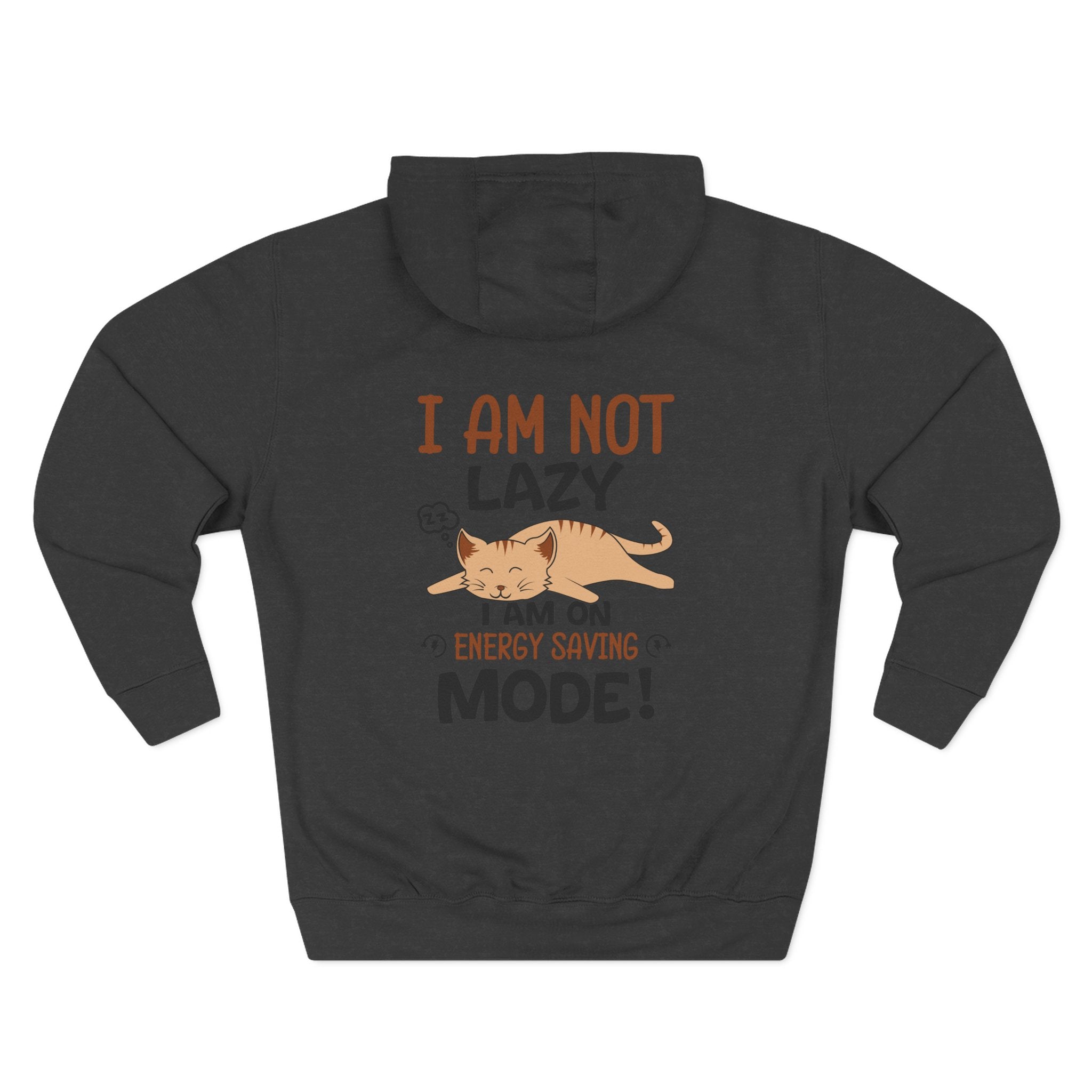 "I Am Not Lazy" Cute Cat Graphic Fleece Hoodie