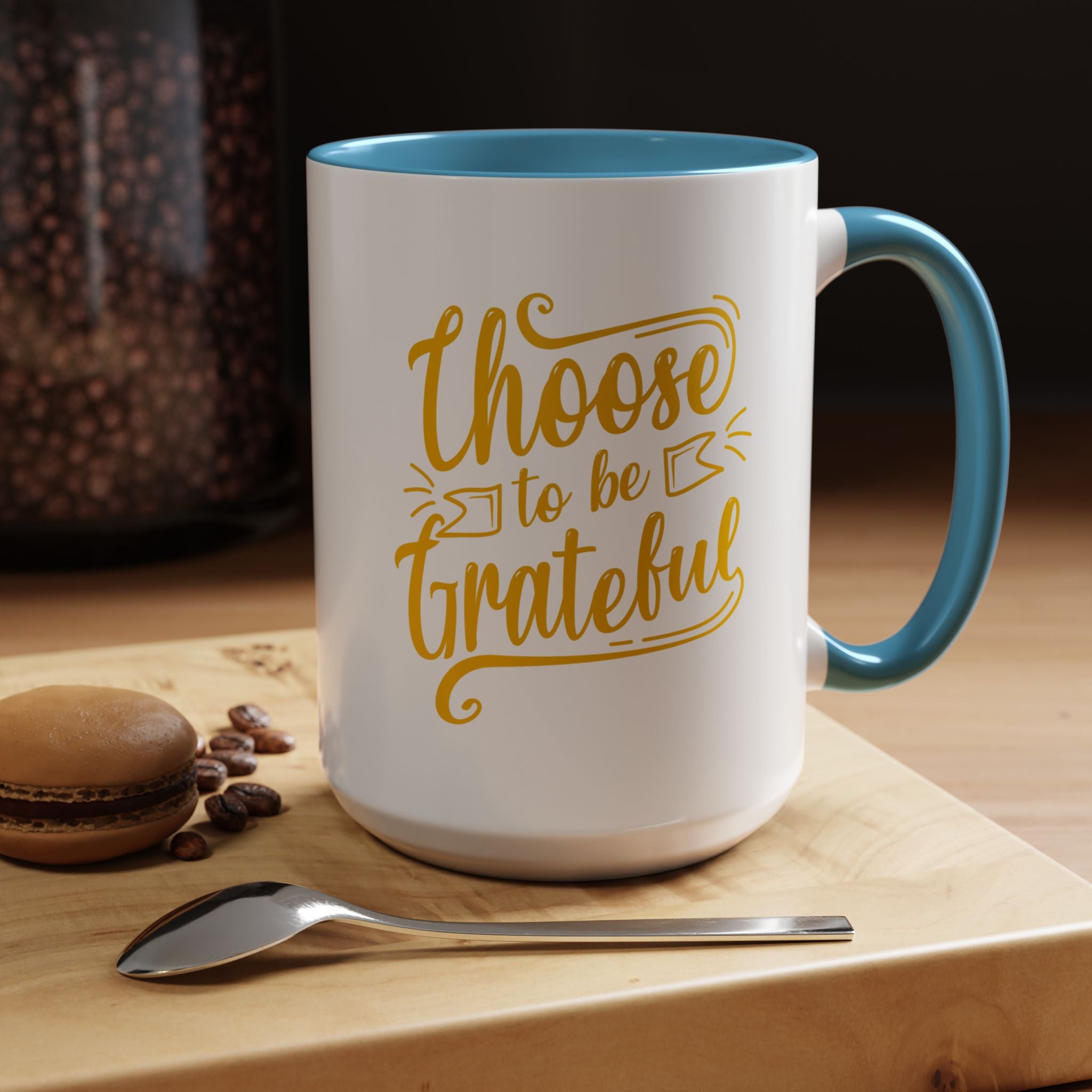 Choose to Be Grateful Inspirational Coffee Mug — Colour-Accent Ceramic Mug (11oz)