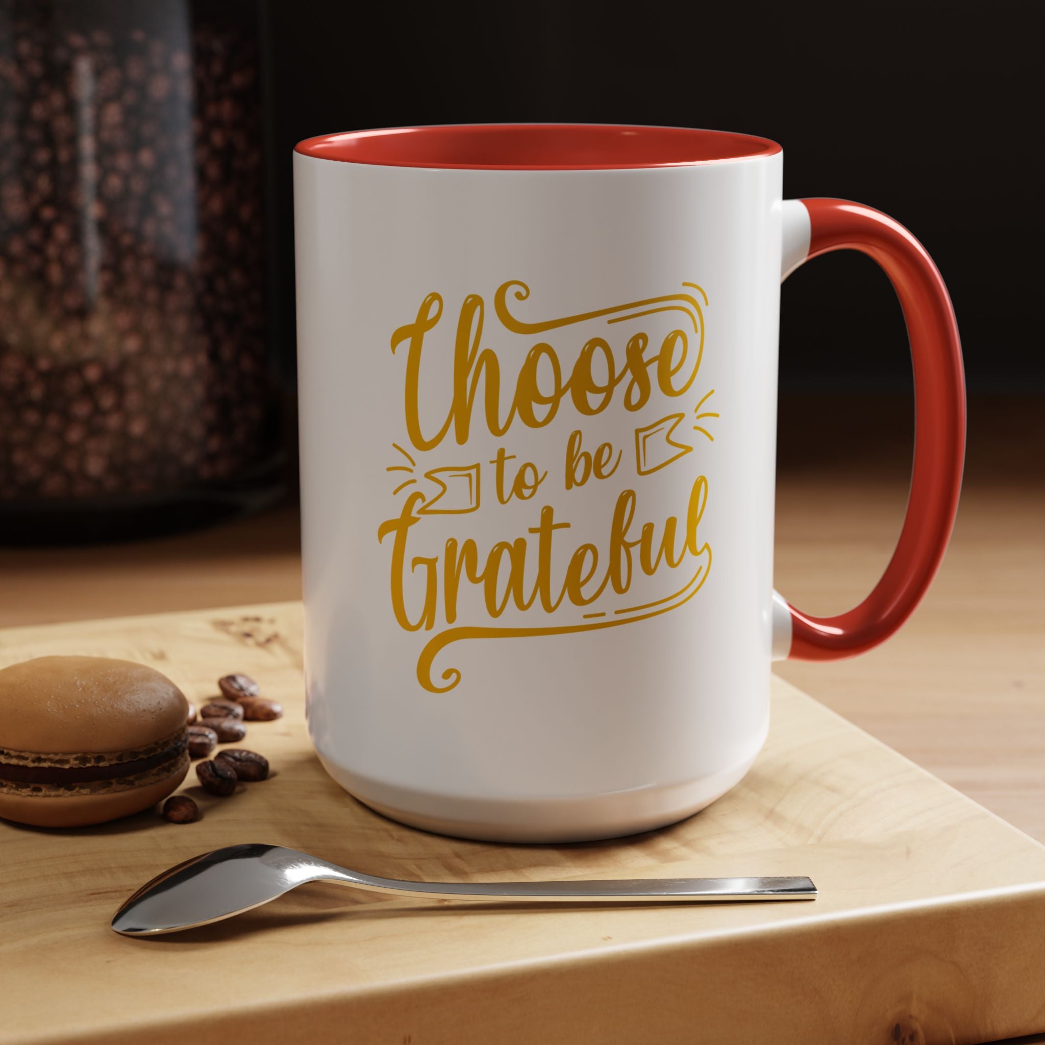 Choose to Be Grateful Inspirational Coffee Mug — Colour-Accent Ceramic Mug (11oz)
