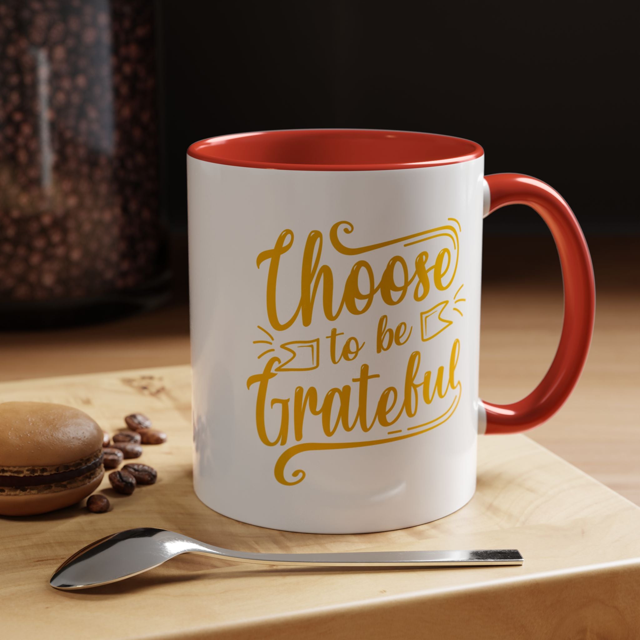 Choose to Be Grateful Inspirational Coffee Mug — Colour-Accent Ceramic Mug (11oz)