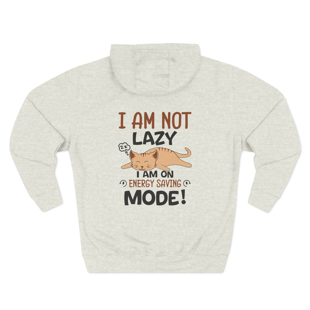 "I Am Not Lazy" Cute Cat Graphic Fleece Hoodie
