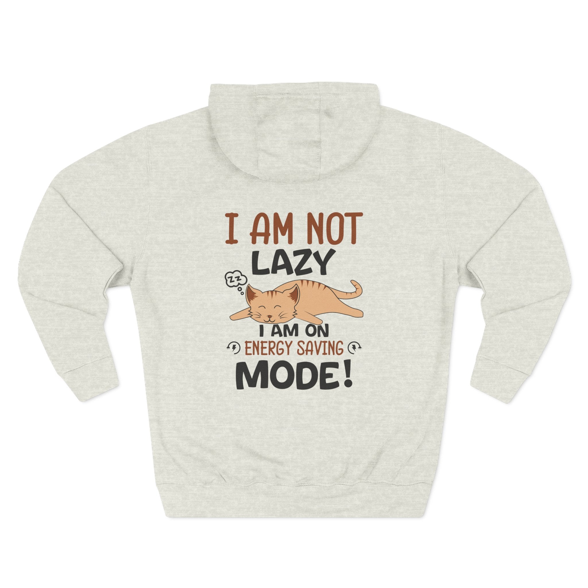 "I Am Not Lazy" Cute Cat Graphic Fleece Hoodie
