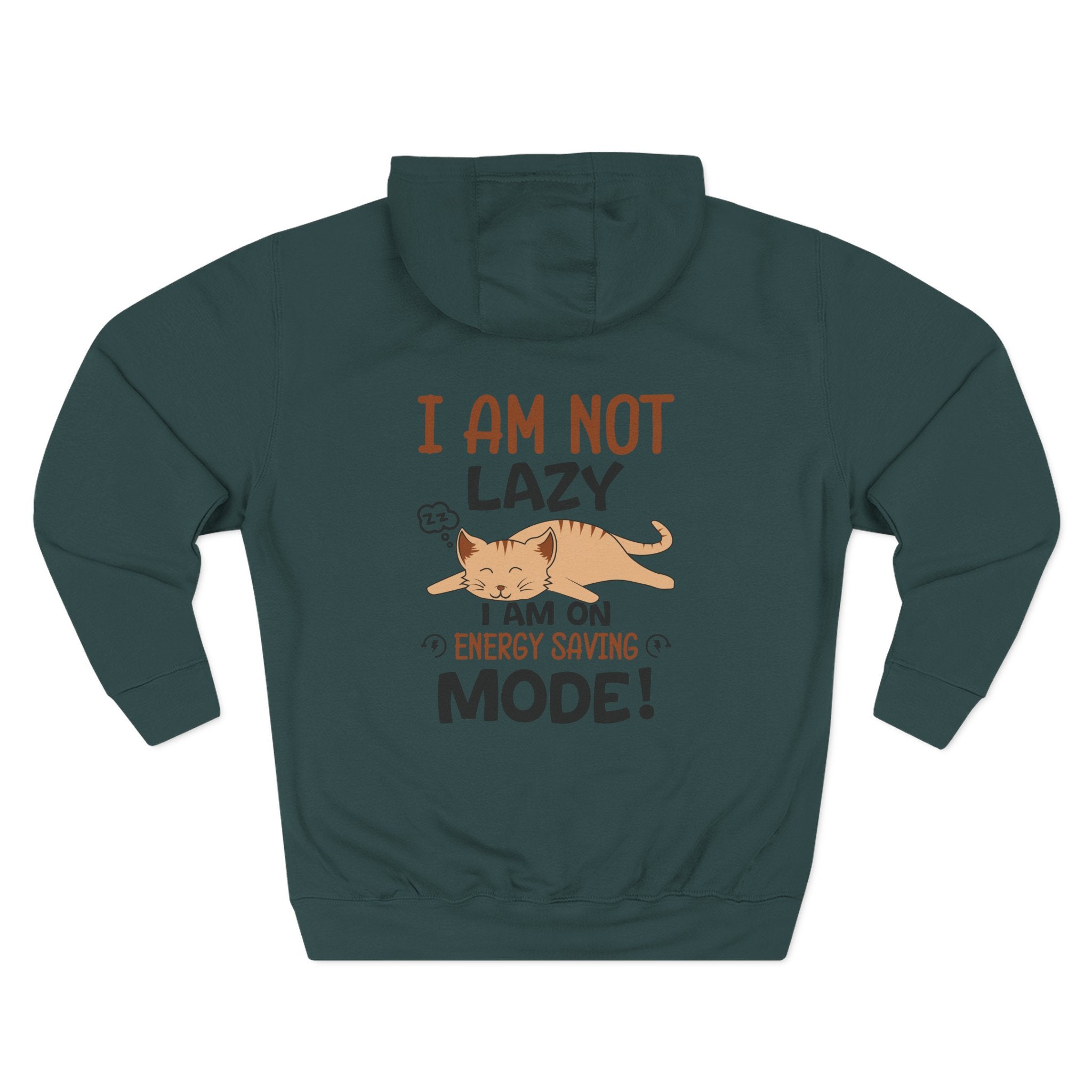 "I Am Not Lazy" Cute Cat Graphic Fleece Hoodie