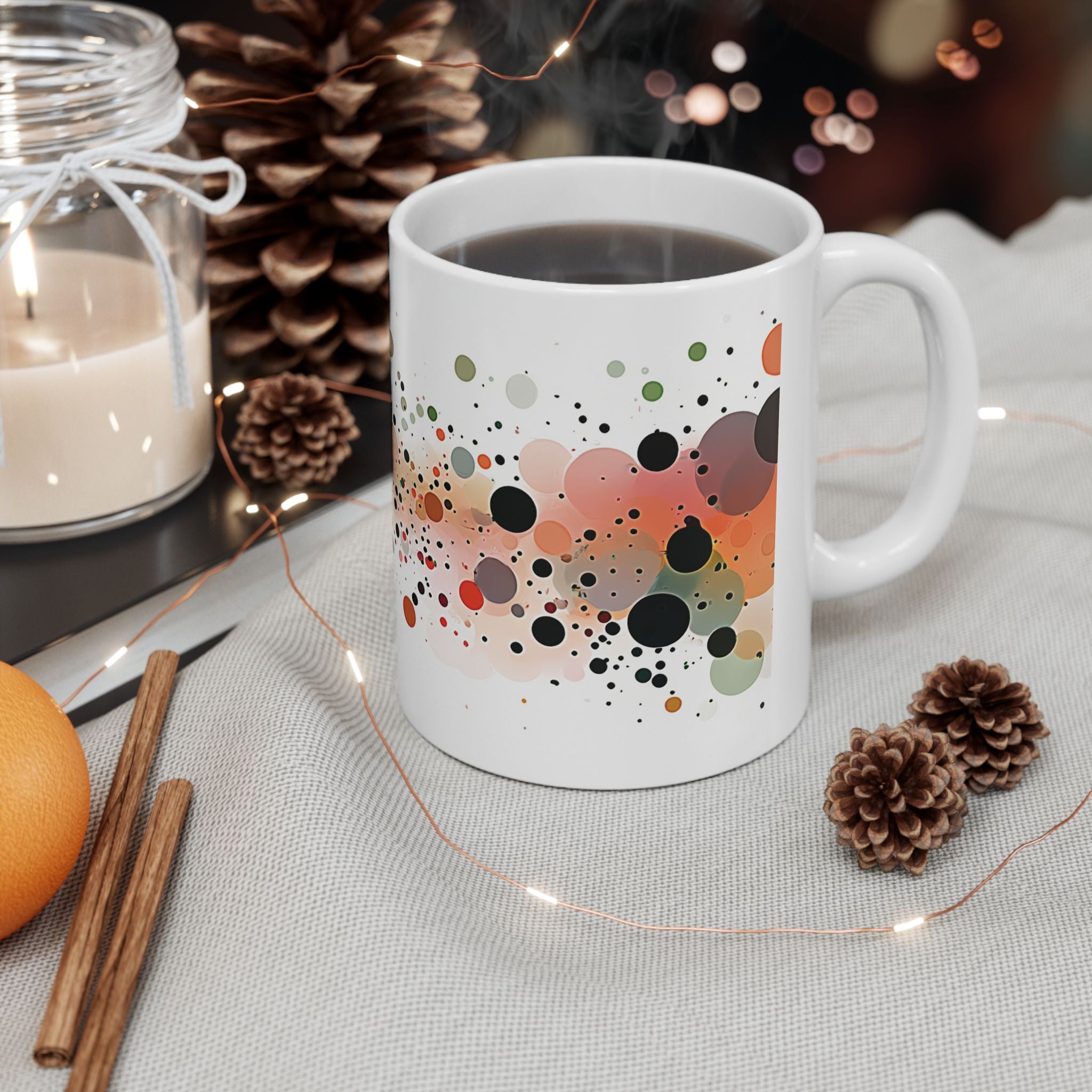 Colourful Speckled Confetti Ceramic Mug: Abstract Dots Coffee Cup (11oz)