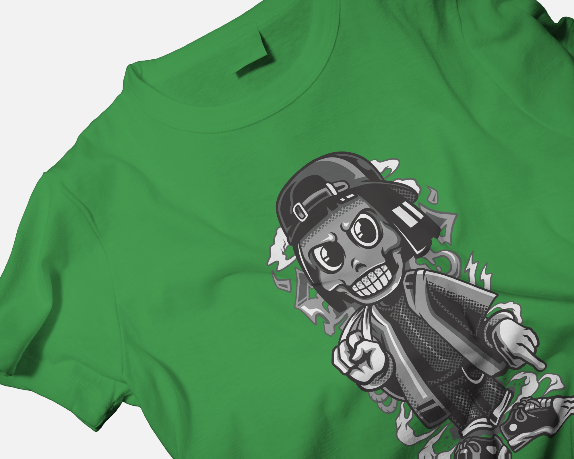 Skater Skull Girl Women's Graphic T-Shirt — Grayscale Streetwear Urban Tee