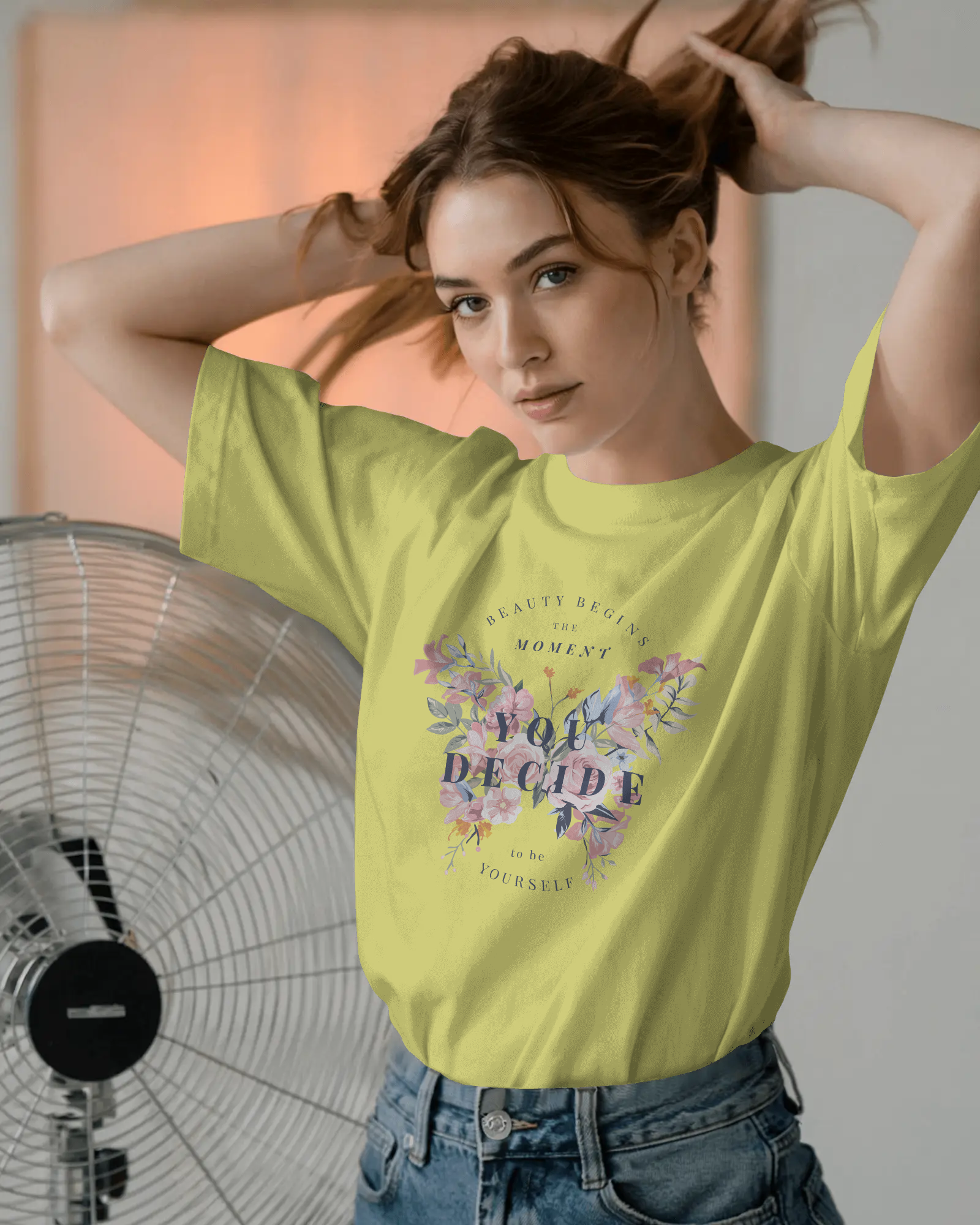 Beauty Begins the Moment You Decide to Be Yourself Women's Floral T-Shirt
