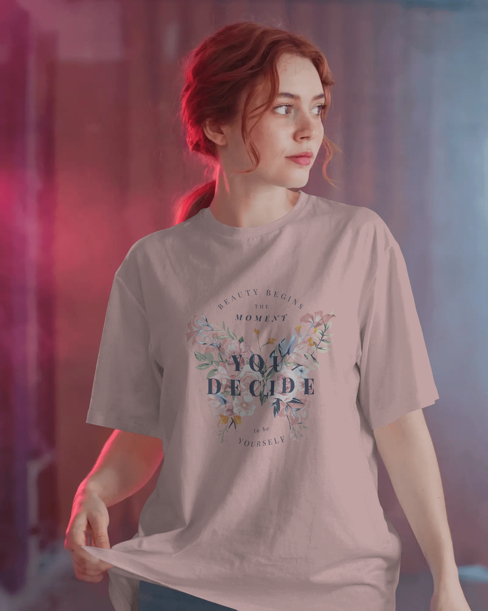 Beauty Begins the Moment You Decide to Be Yourself Women's Floral T-Shirt