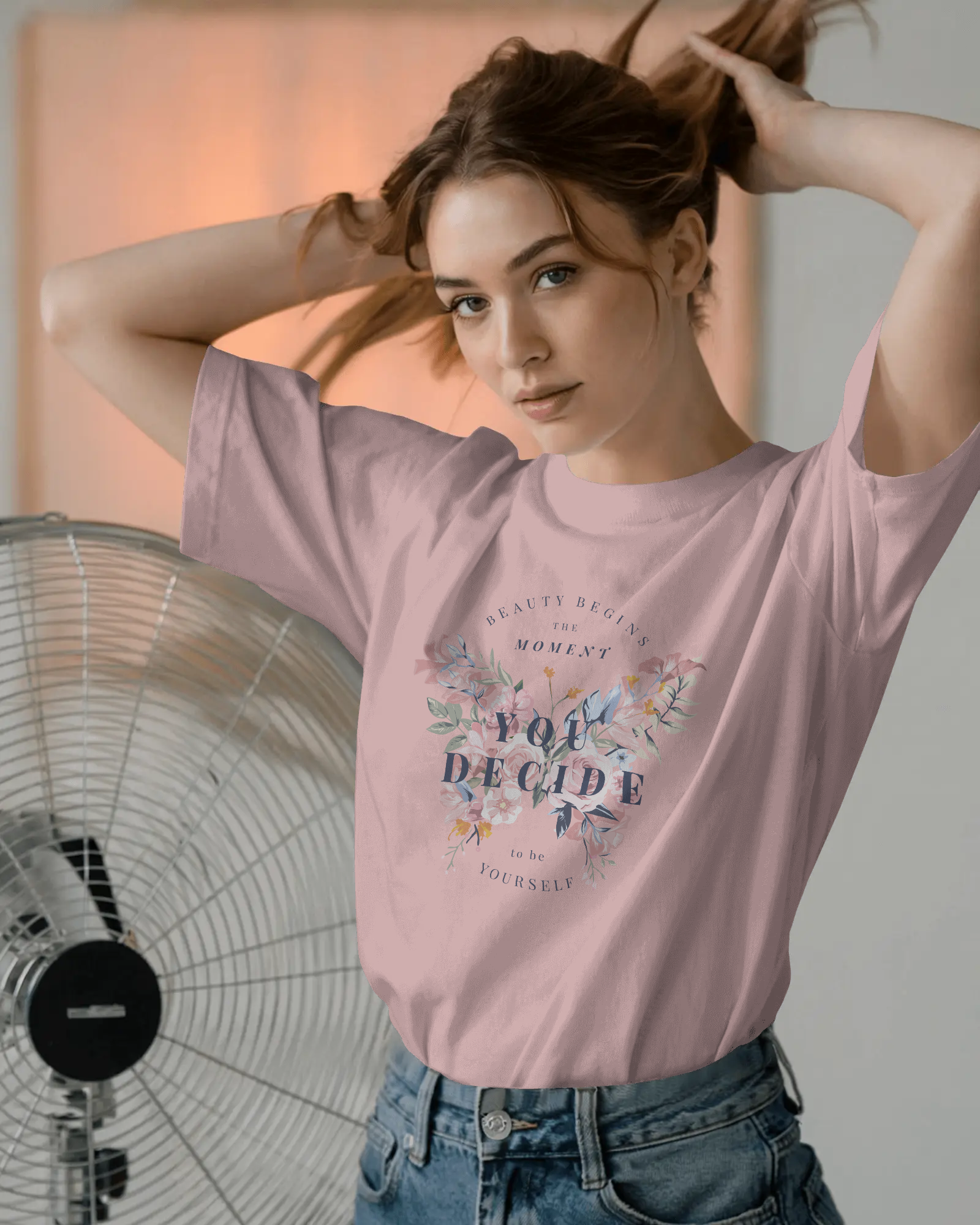 Beauty Begins the Moment You Decide to Be Yourself Women's Floral T-Shirt