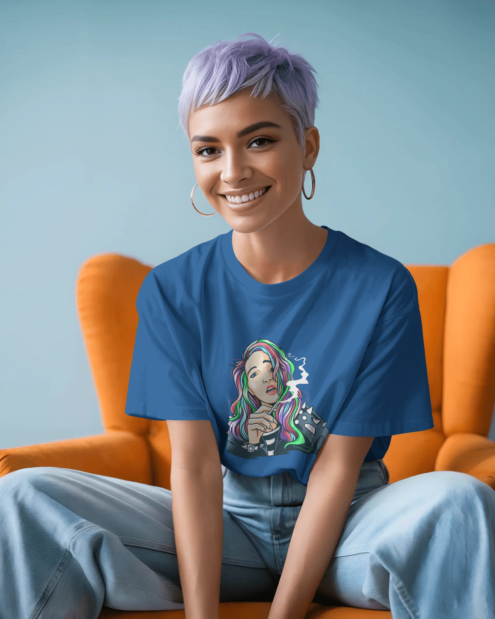 Colourful Punk Girl Illustration Women's Graphic T-Shirt: Edgy Streetwear Tee