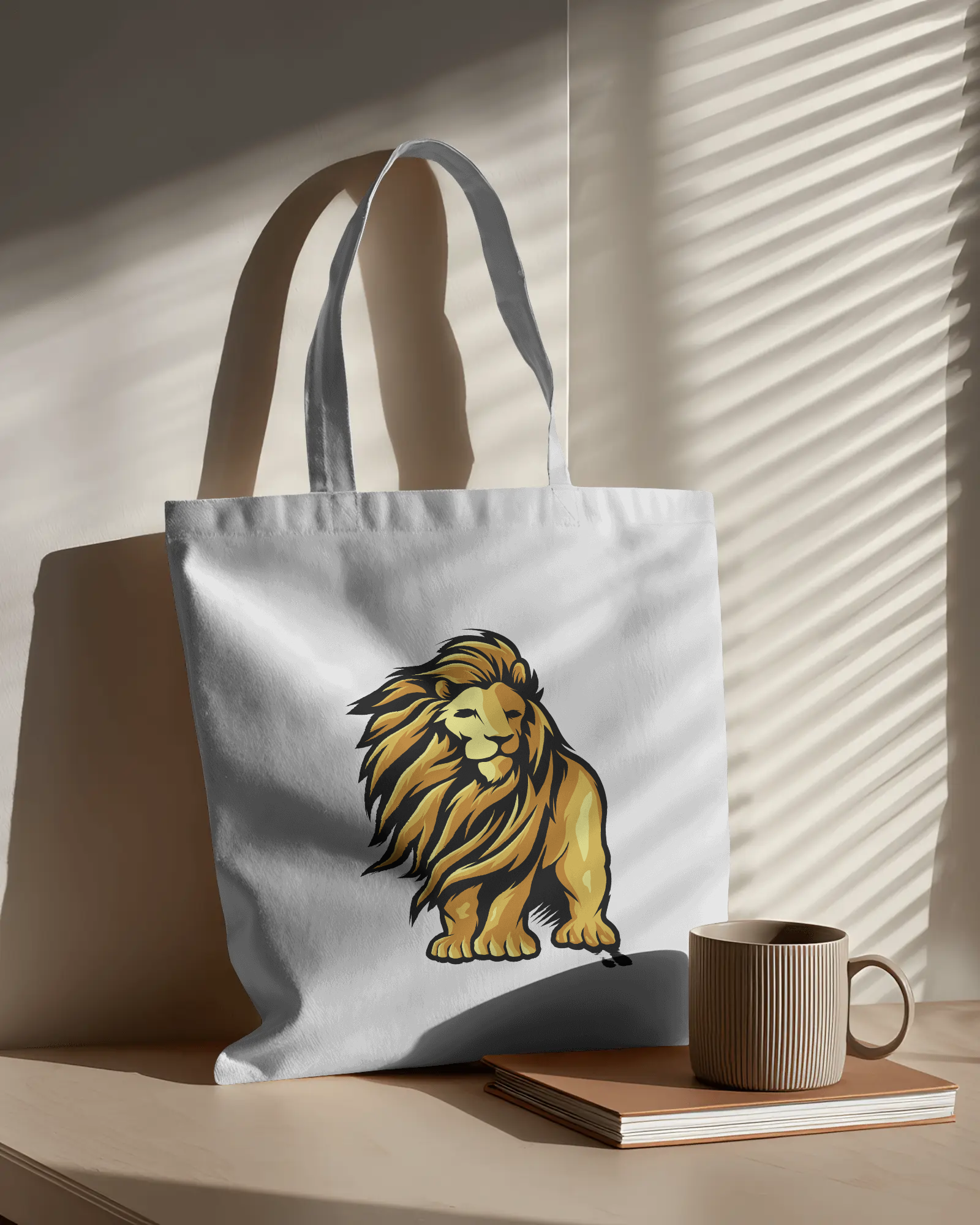 Natural Canvas Tote Bag: Reusable 100% Cotton Double-Sided Print Shopper (15" x 16")