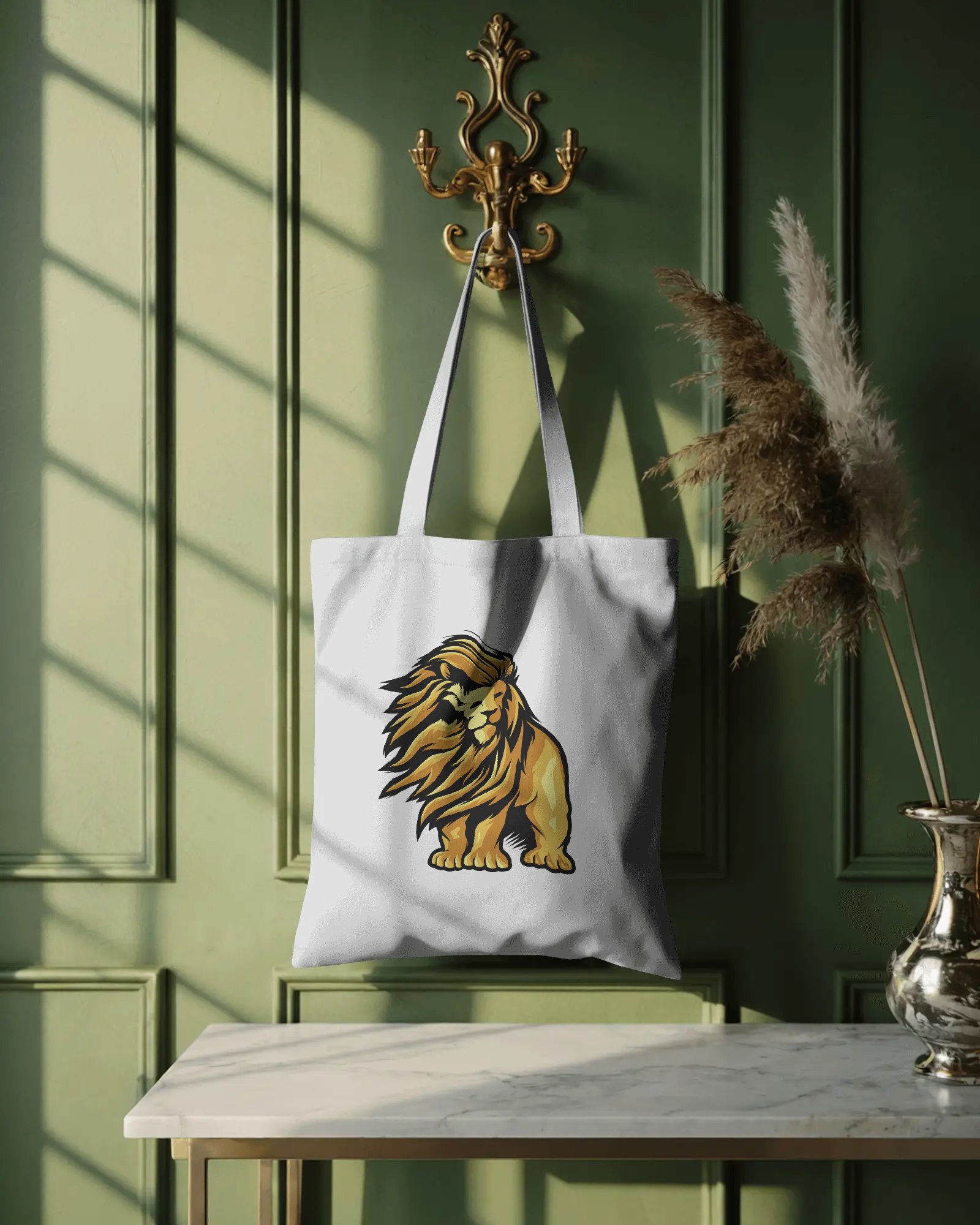 Natural Canvas Tote Bag: Reusable 100% Cotton Double-Sided Print Shopper (15" x 16")