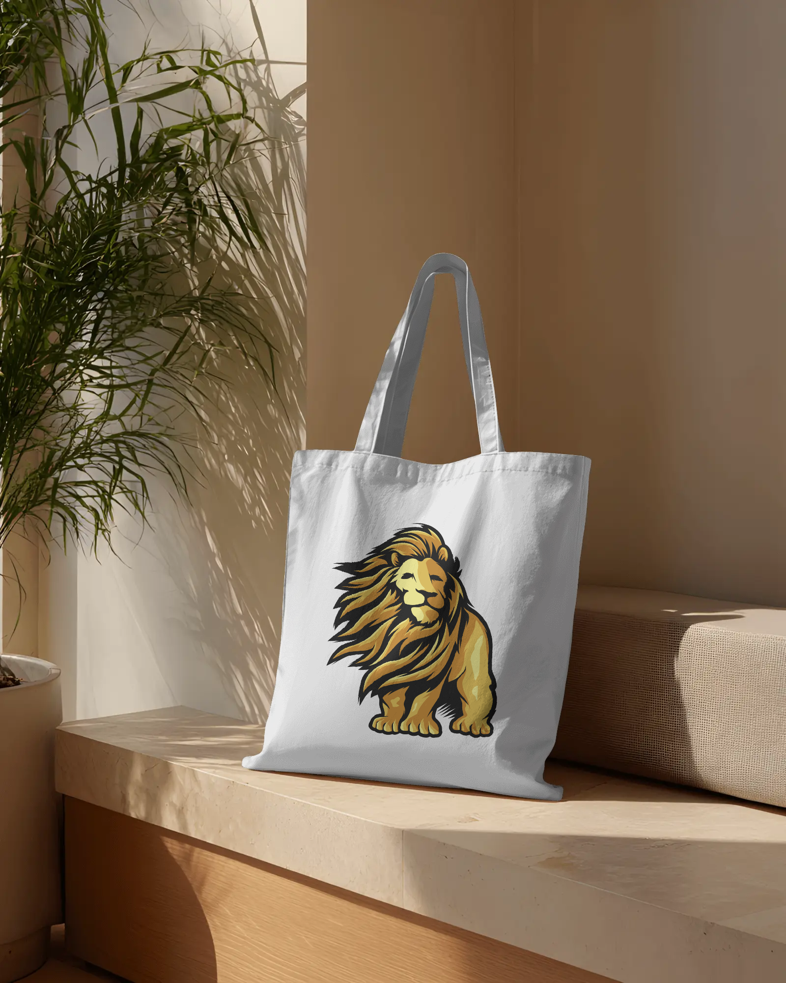 Natural Canvas Tote Bag: Reusable 100% Cotton Double-Sided Print Shopper (15" x 16")