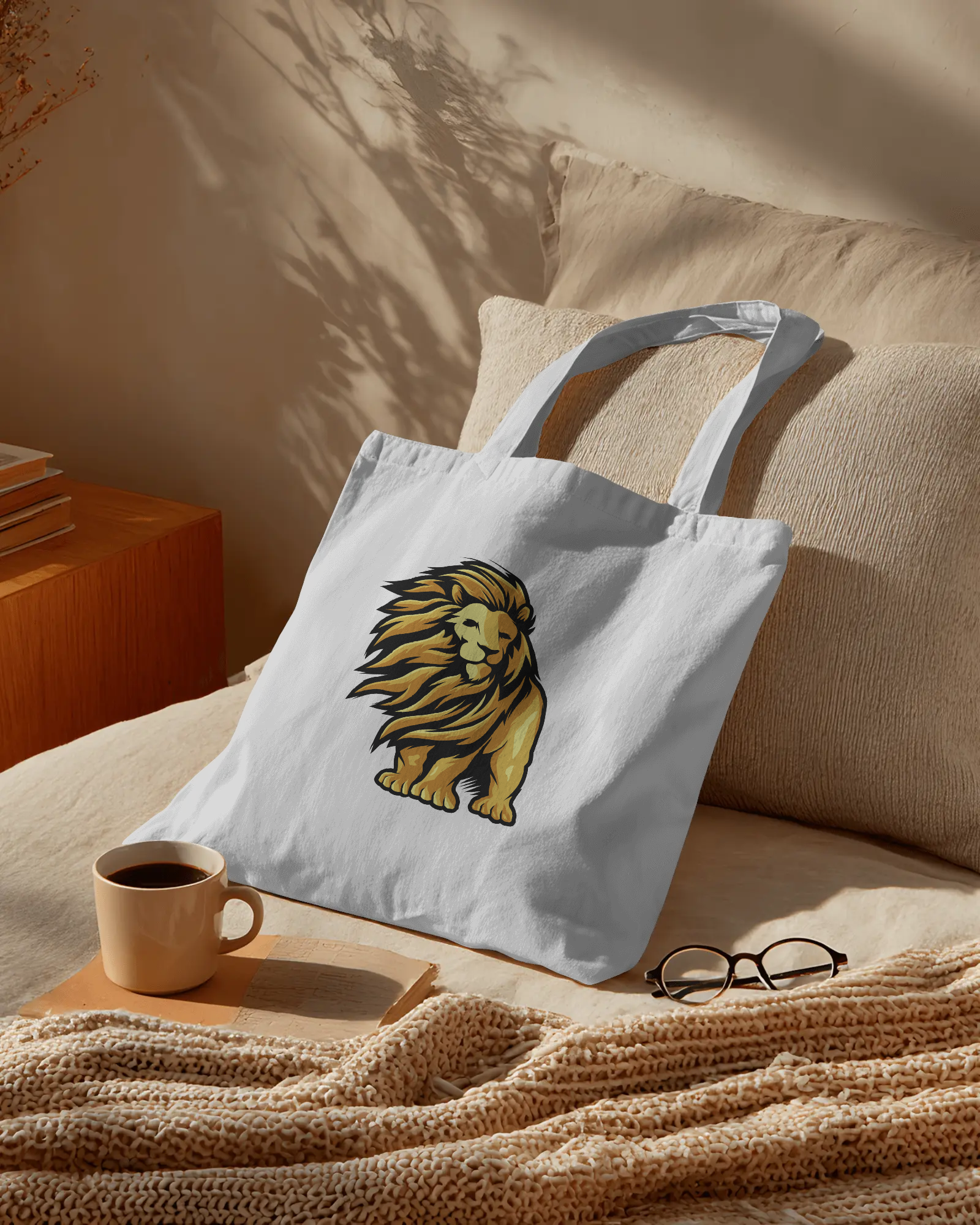 Natural Canvas Tote Bag: Reusable 100% Cotton Double-Sided Print Shopper (15" x 16")