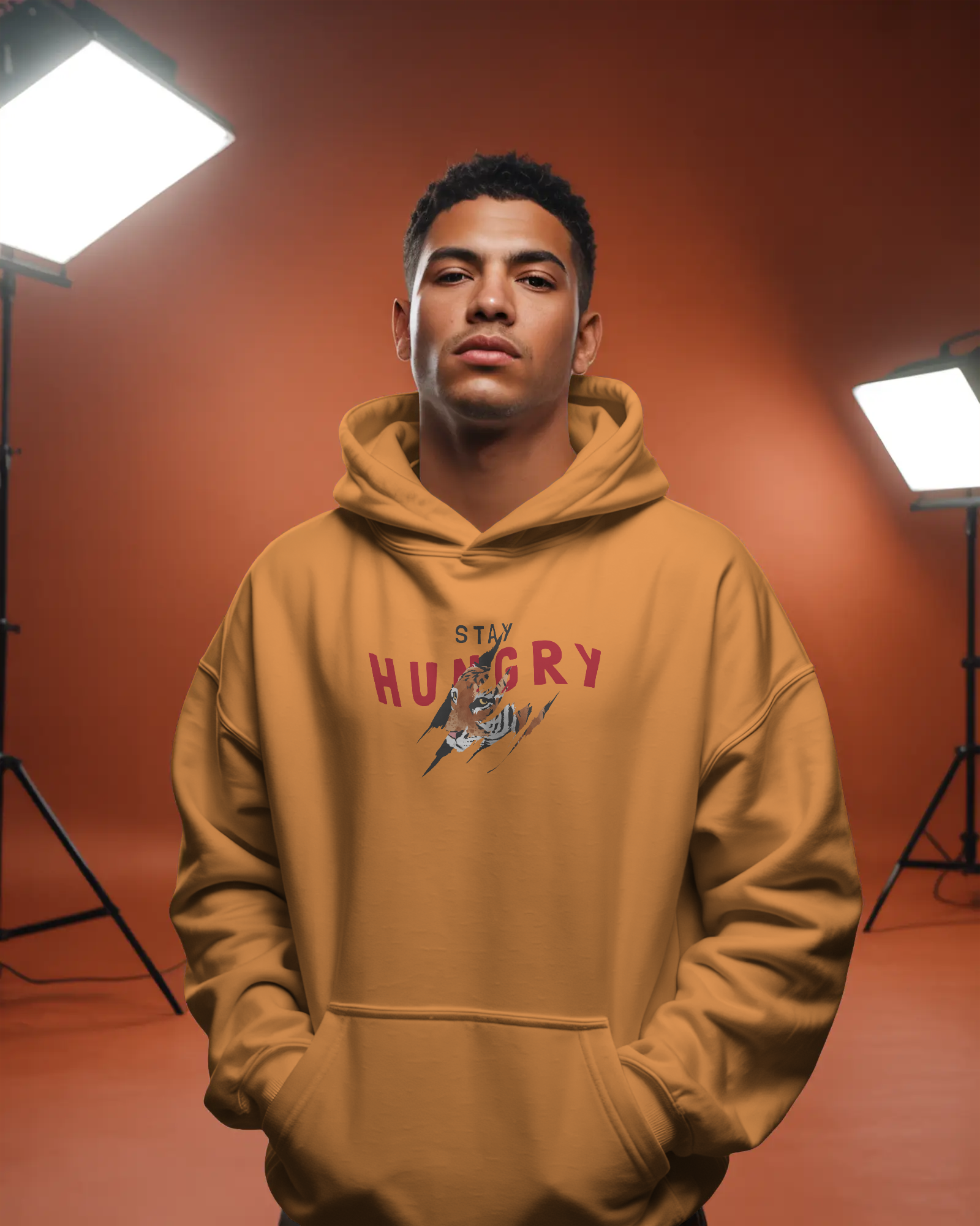 Stay Hungry Never Mind Motivational Graphic Hoodie — Unisex Streetwear Pullover