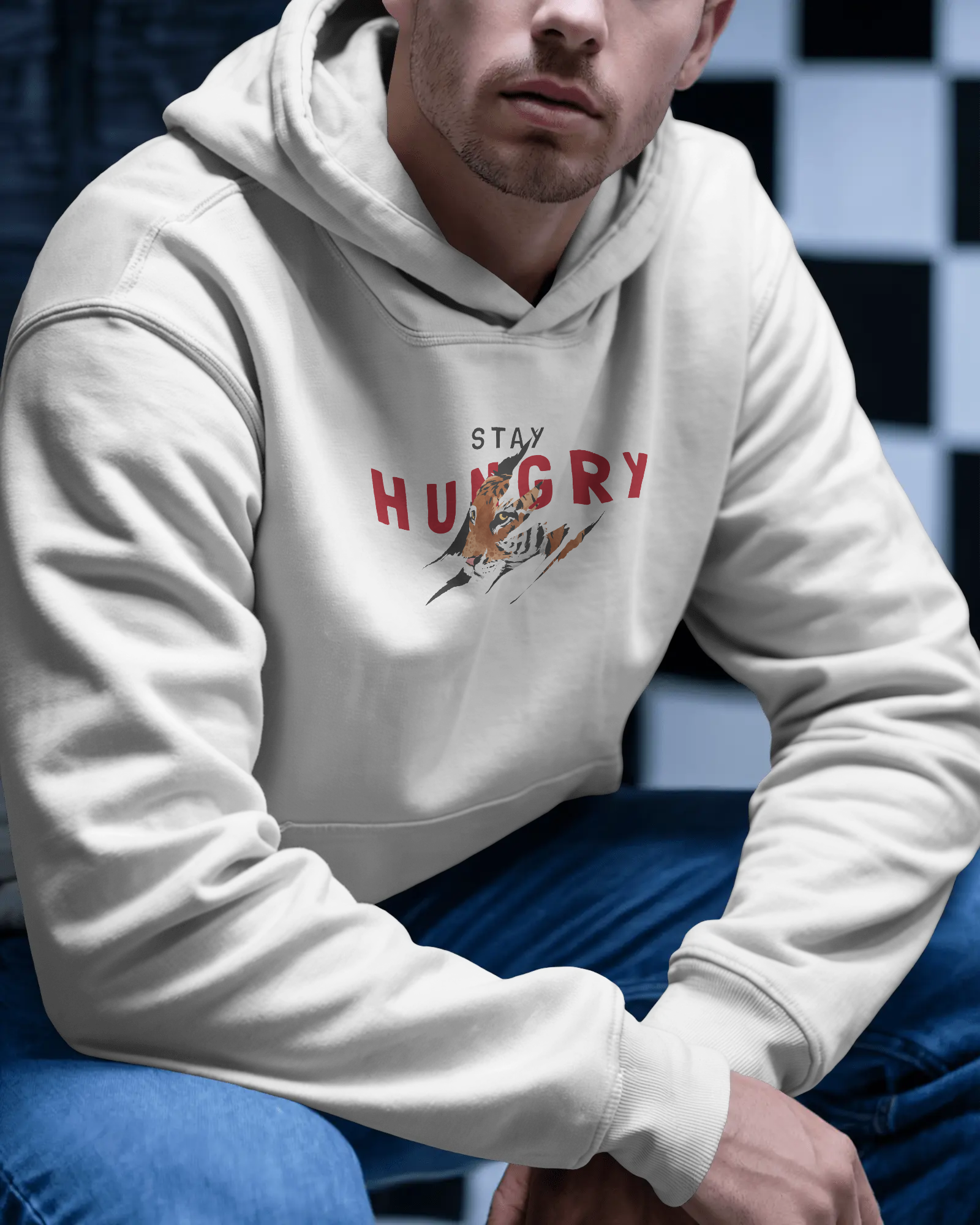 Stay Hungry Never Mind Motivational Graphic Hoodie — Unisex Streetwear Pullover