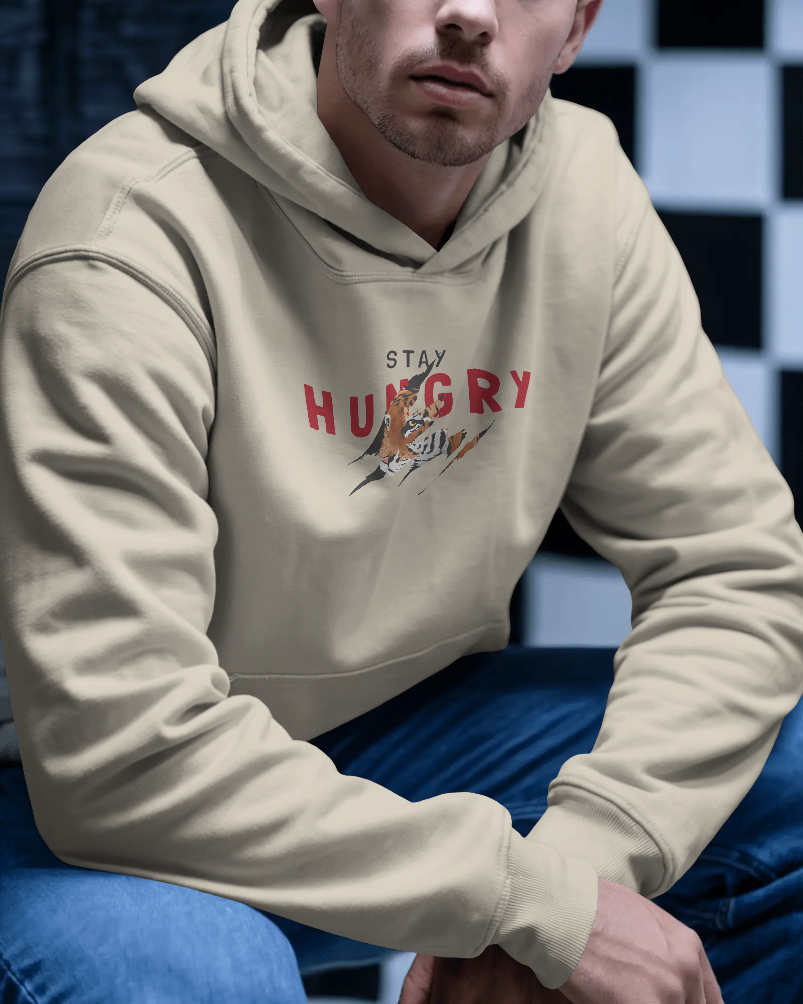 Stay Hungry Never Mind Motivational Graphic Hoodie — Unisex Streetwear Pullover