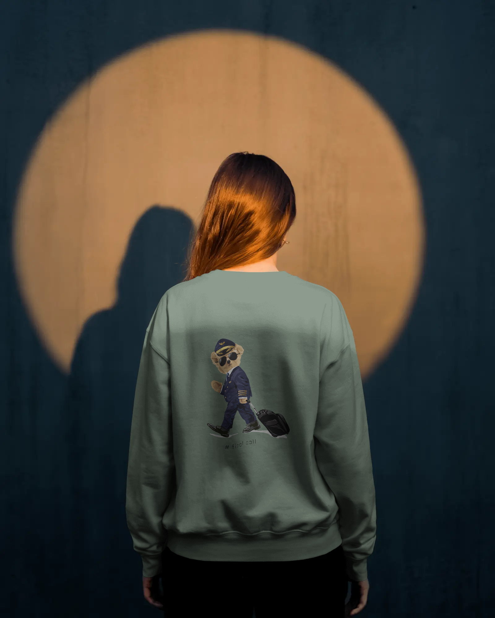 Polo Bear Pilot Crewneck Sweatshirt — Cute Travel Bear Graphic