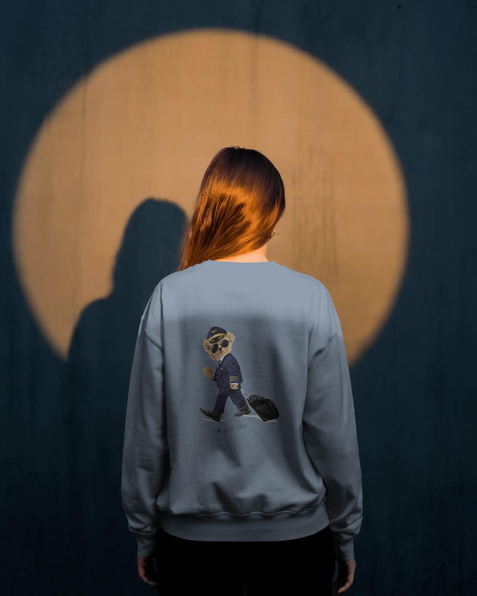 Polo Bear Pilot Crewneck Sweatshirt — Cute Travel Bear Graphic