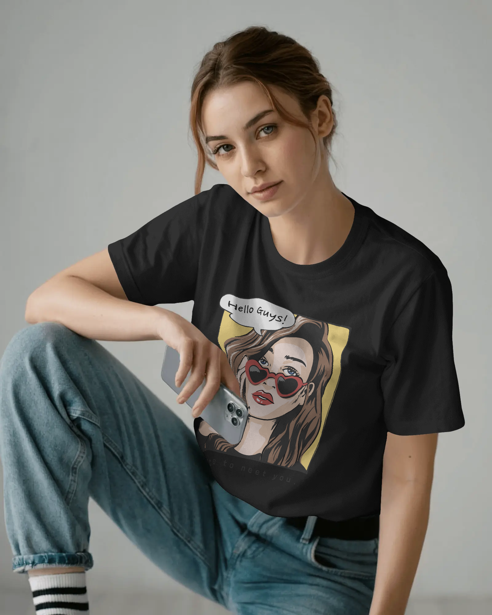 Hello Guys Graphic Tee — Women's Vintage Pop Art T-Shirt