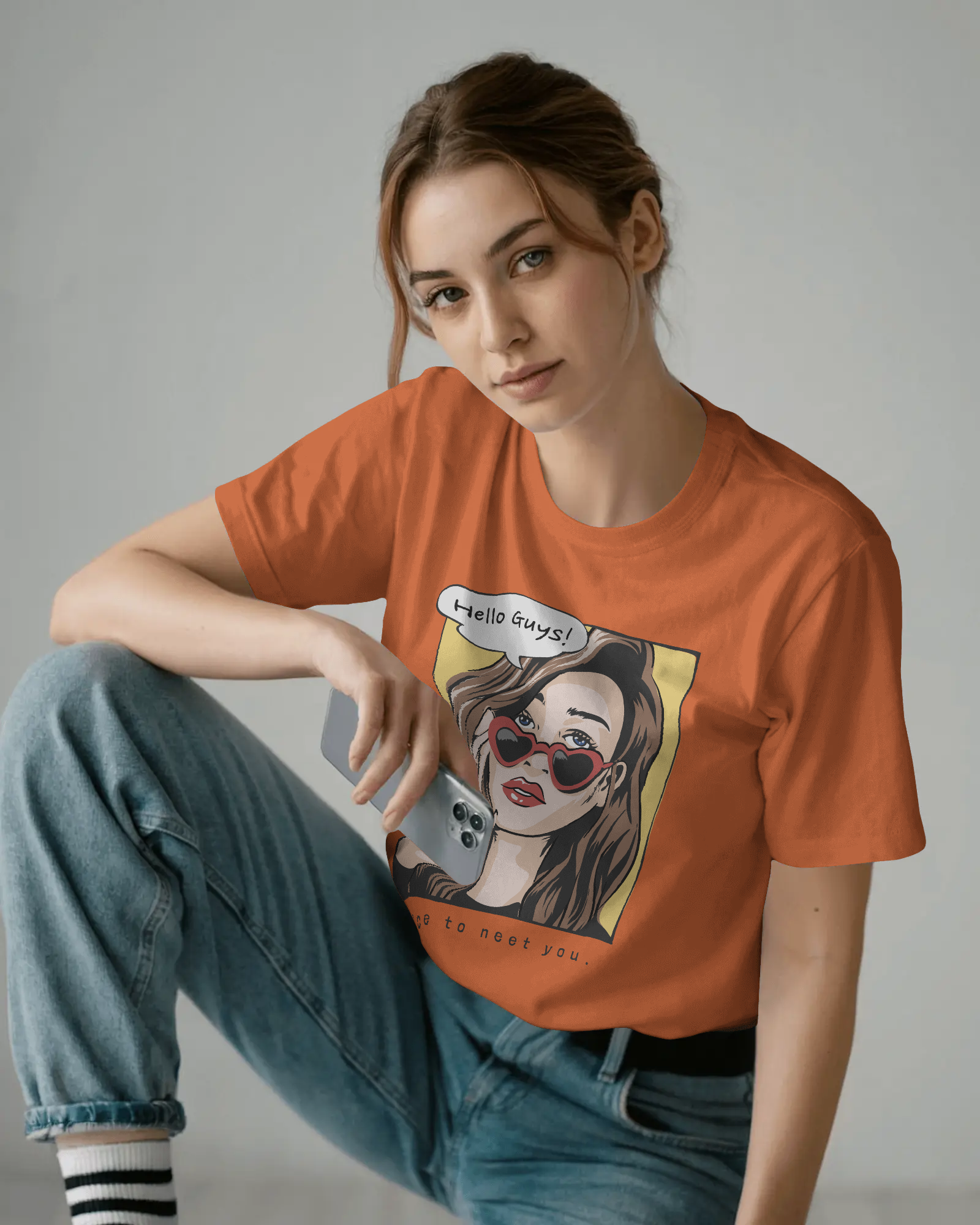 Hello Guys Graphic Tee — Women's Vintage Pop Art T-Shirt