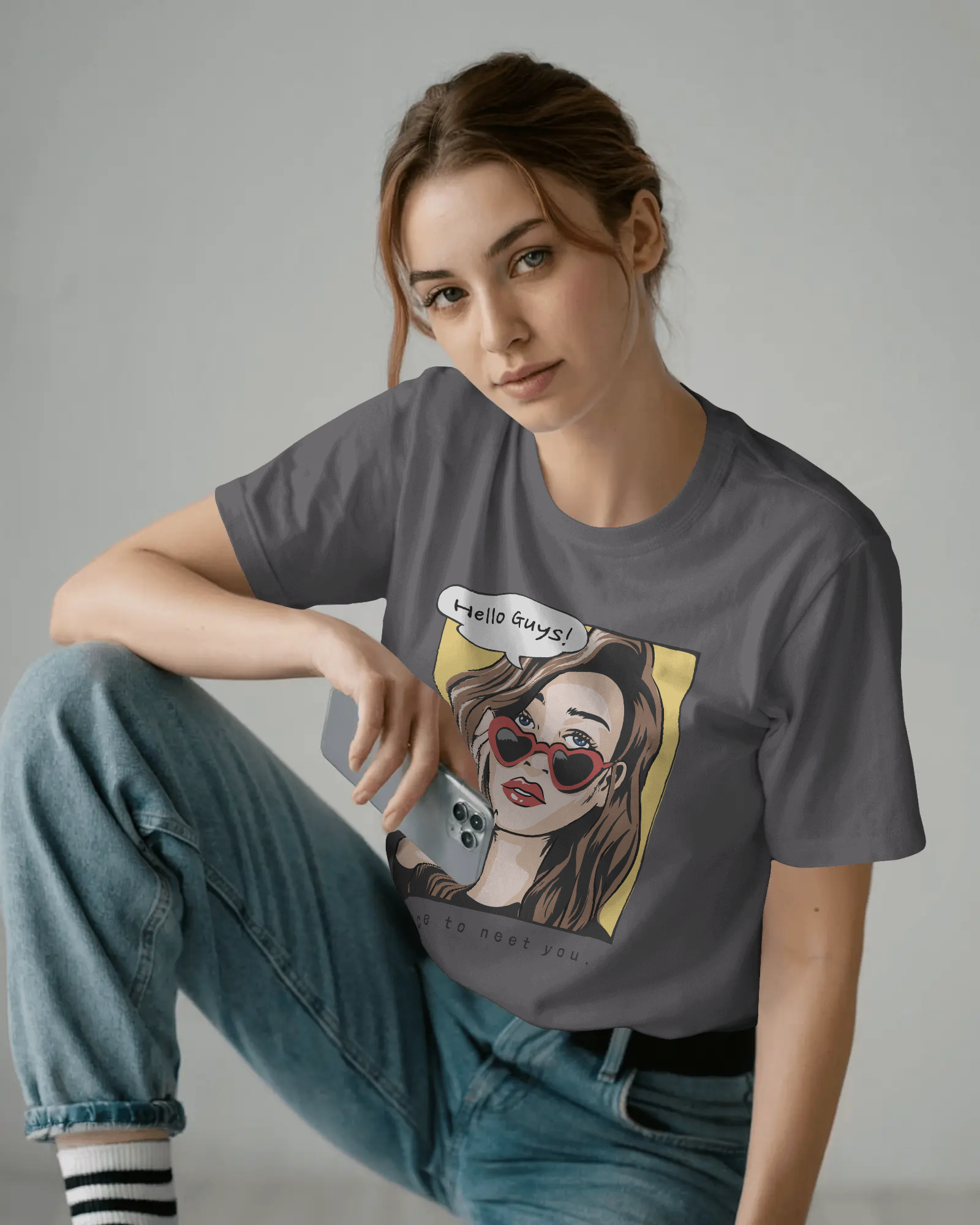 Hello Guys Graphic Tee — Women's Vintage Pop Art T-Shirt