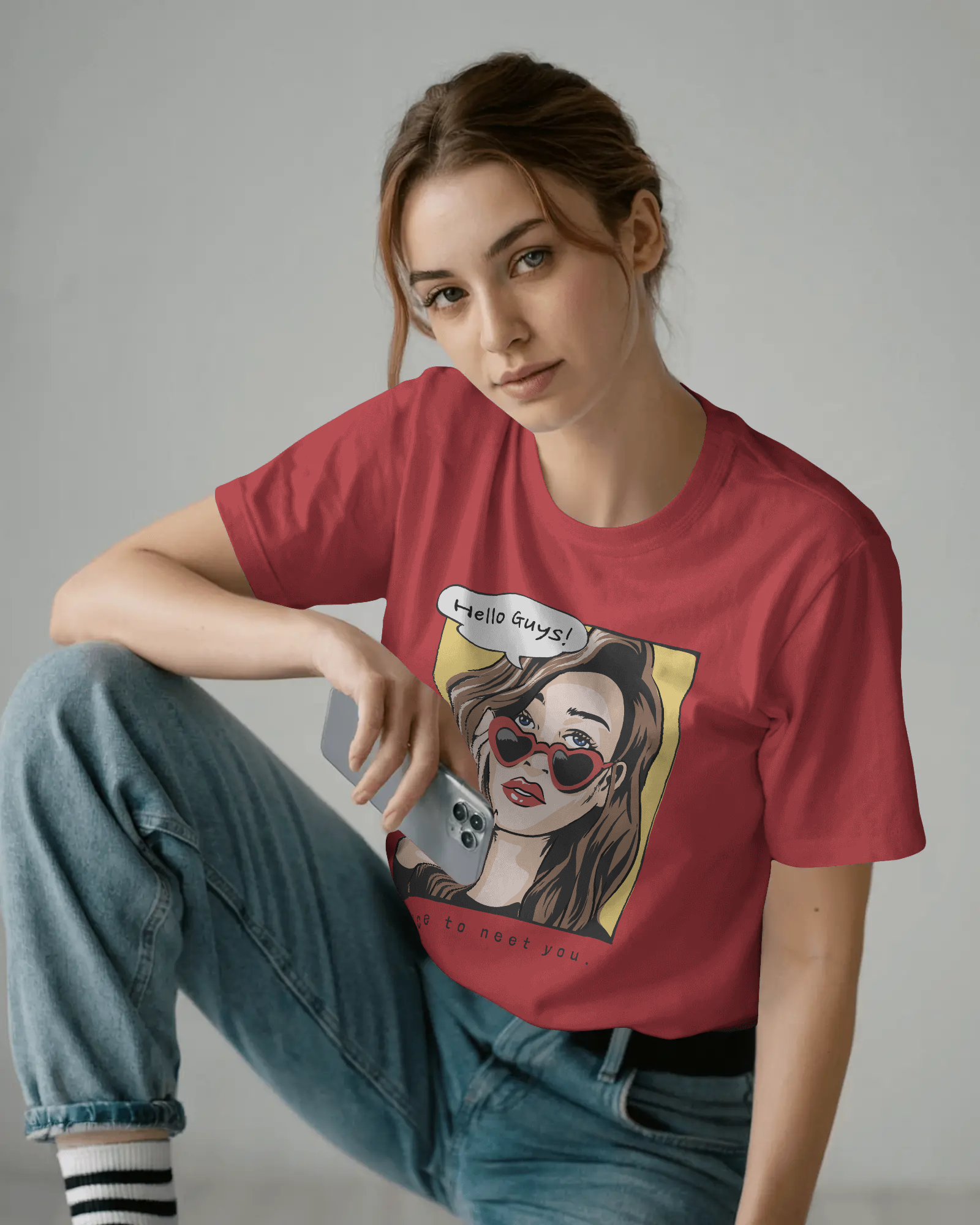 Hello Guys Graphic Tee — Women's Vintage Pop Art T-Shirt