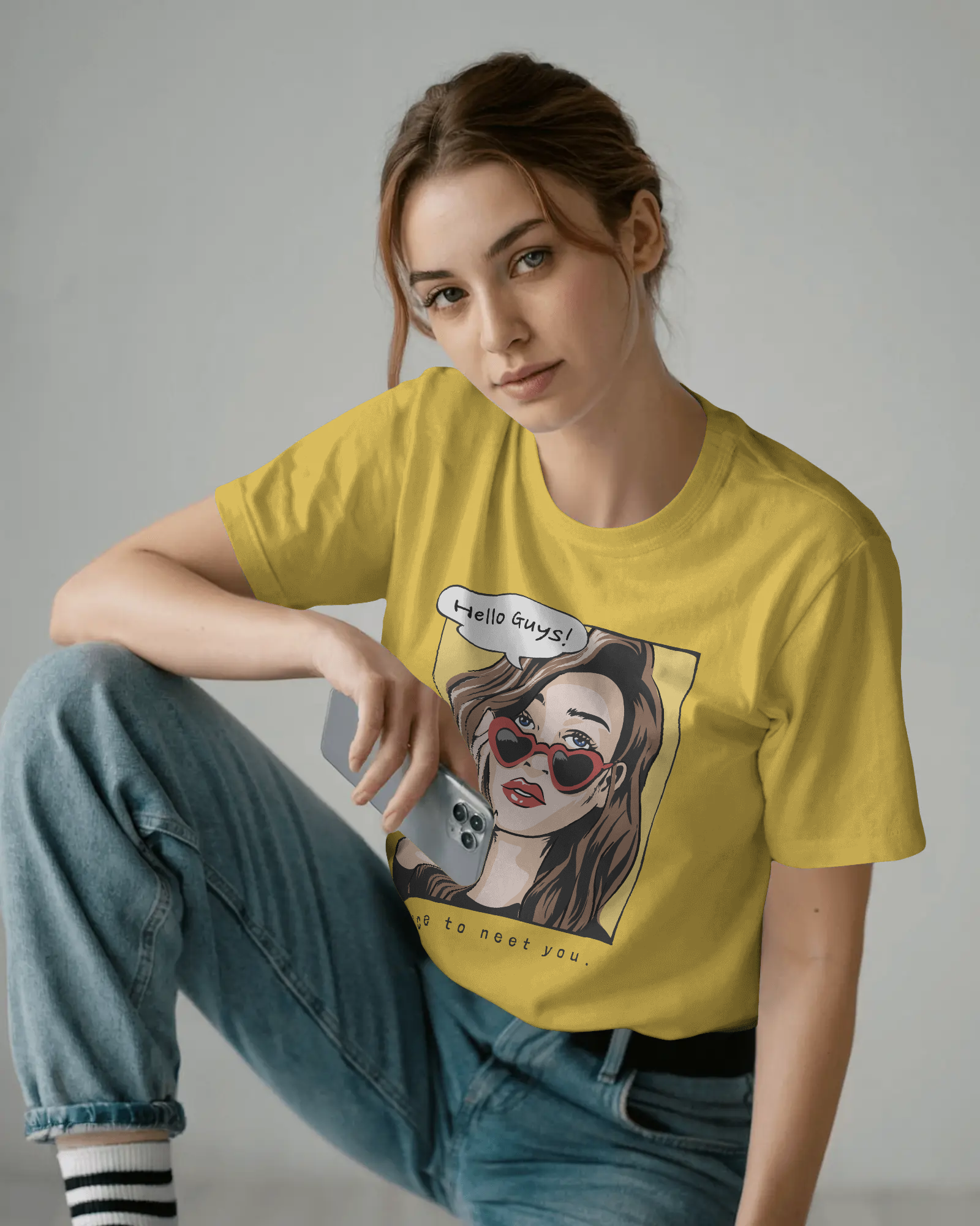 Hello Guys Graphic Tee — Women's Vintage Pop Art T-Shirt