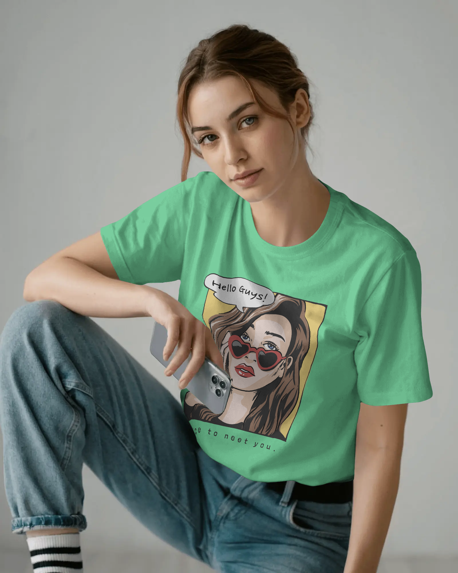 Hello Guys Graphic Tee — Women's Vintage Pop Art T-Shirt