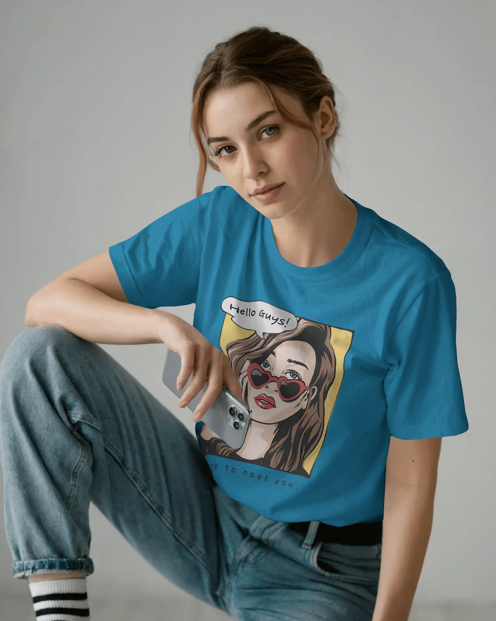 Hello Guys Graphic Tee — Women's Vintage Pop Art T-Shirt