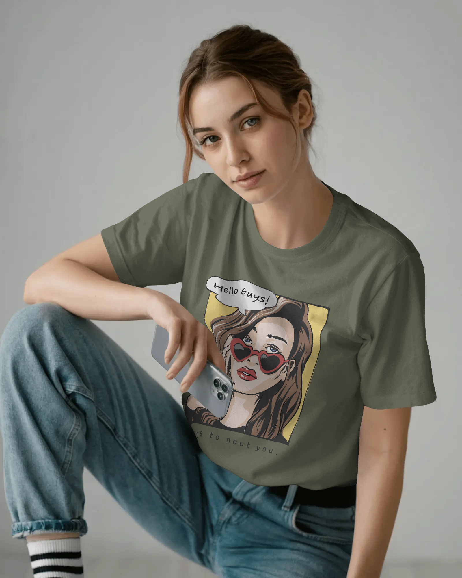 Hello Guys Graphic Tee — Women's Vintage Pop Art T-Shirt
