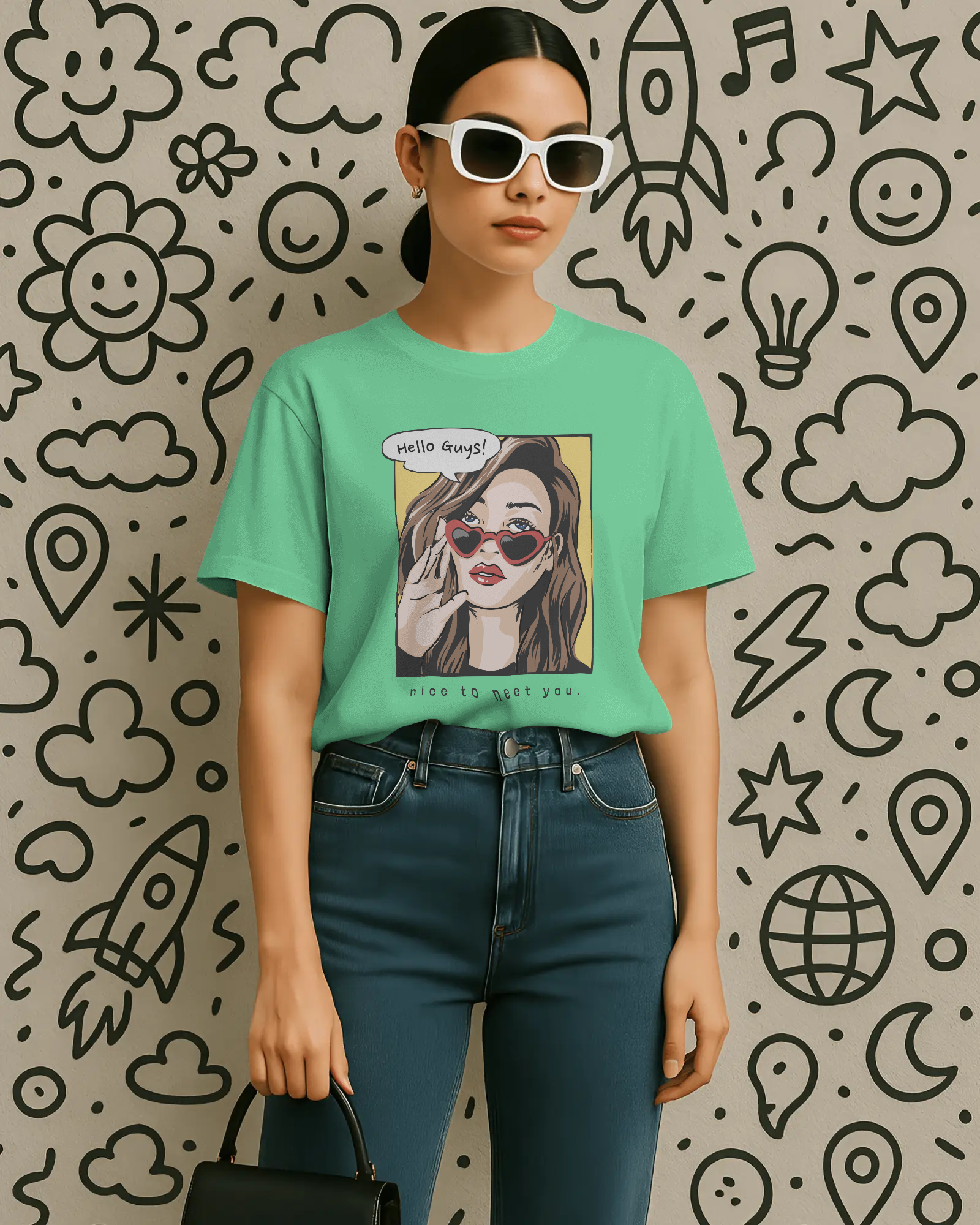Hello Guys Graphic Tee — Women's Vintage Pop Art T-Shirt