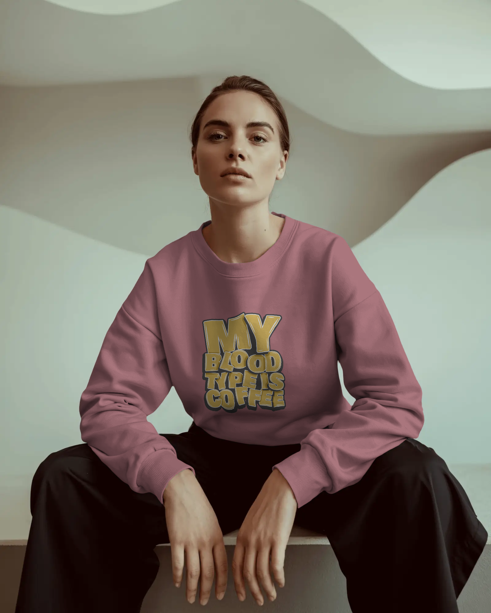 "My Blood Type Is Coffee" Graphic Women Sweatshirt