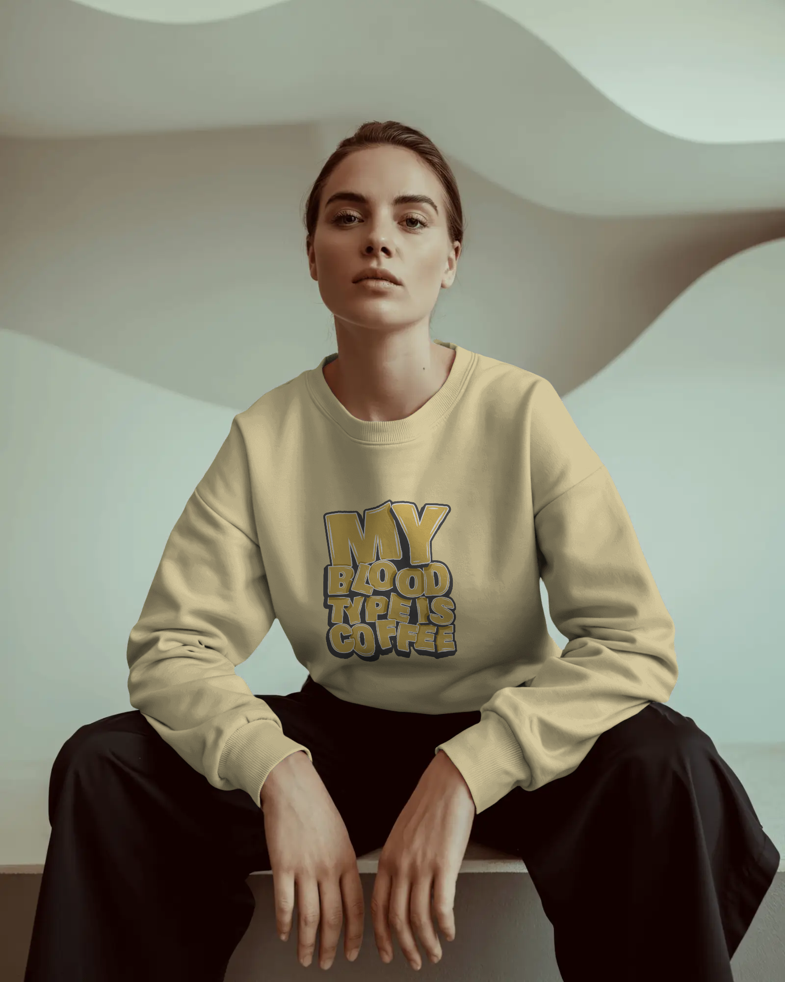 "My Blood Type Is Coffee" Graphic Women Sweatshirt