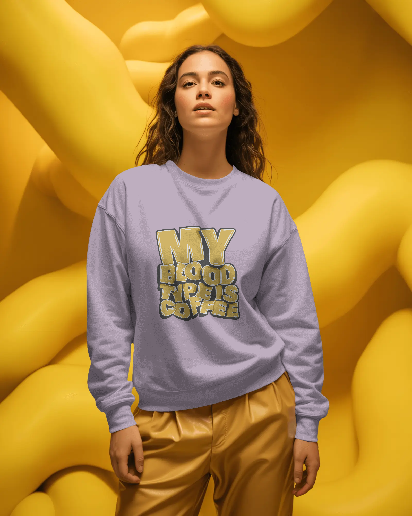 "My Blood Type Is Coffee" Graphic Women Sweatshirt