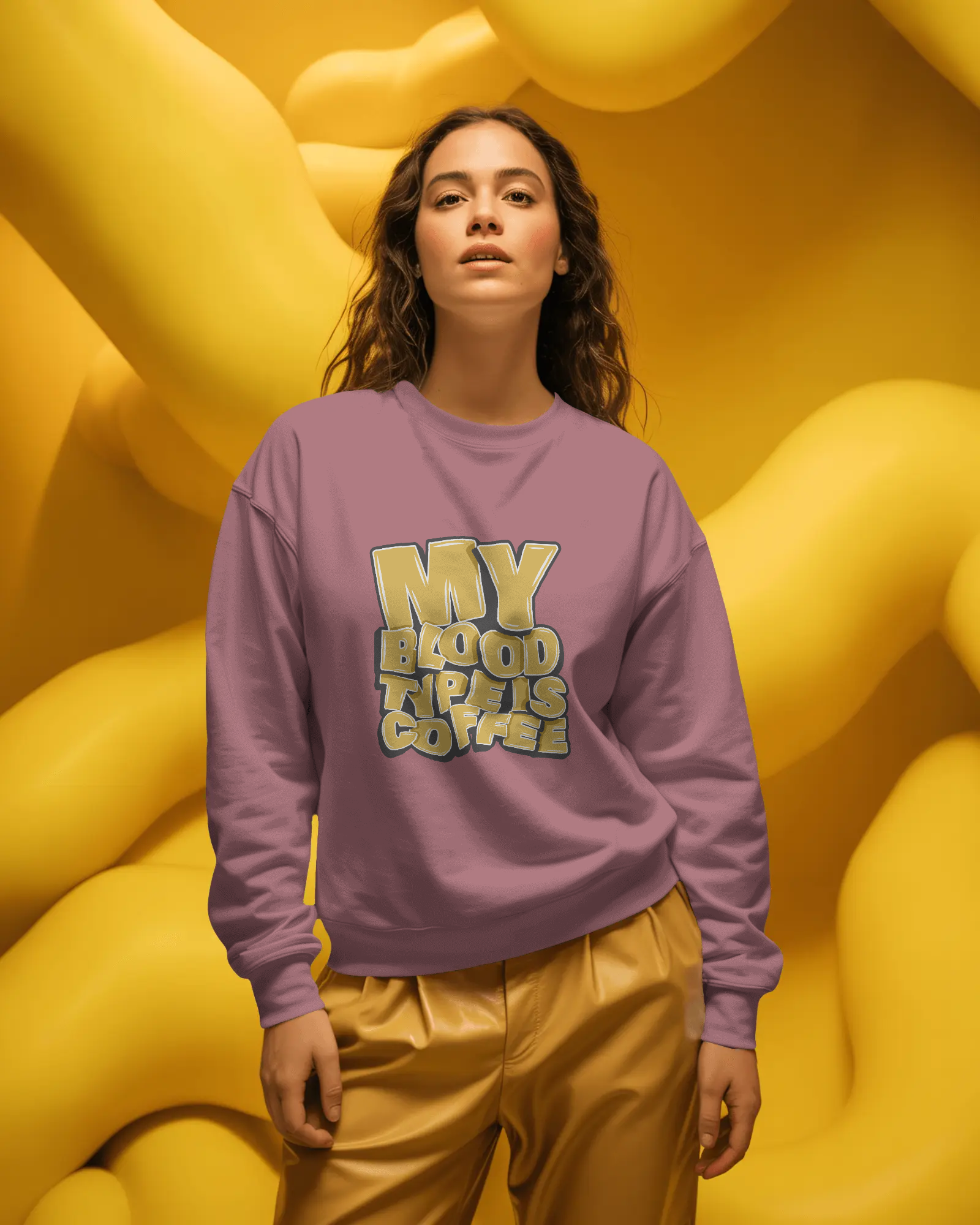 "My Blood Type Is Coffee" Graphic Women Sweatshirt